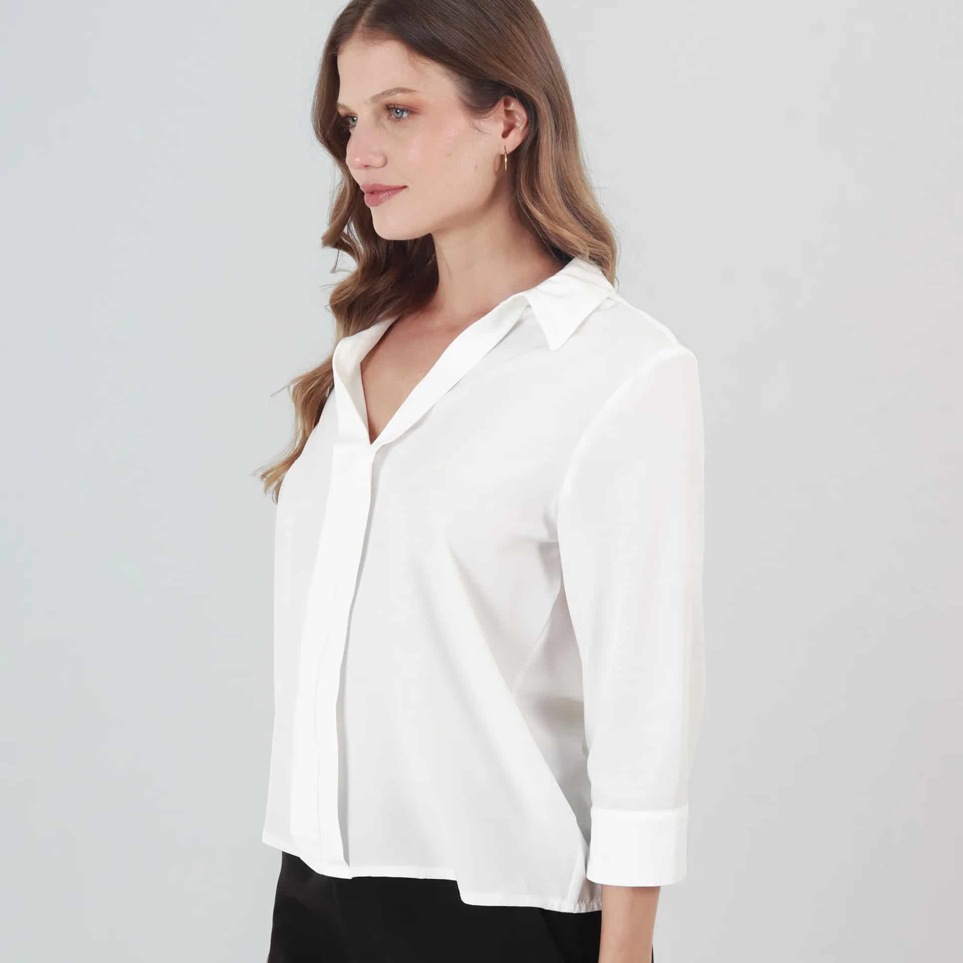 Blusa Cuello Camisero Manga 3/Cuartos - miniatura 1