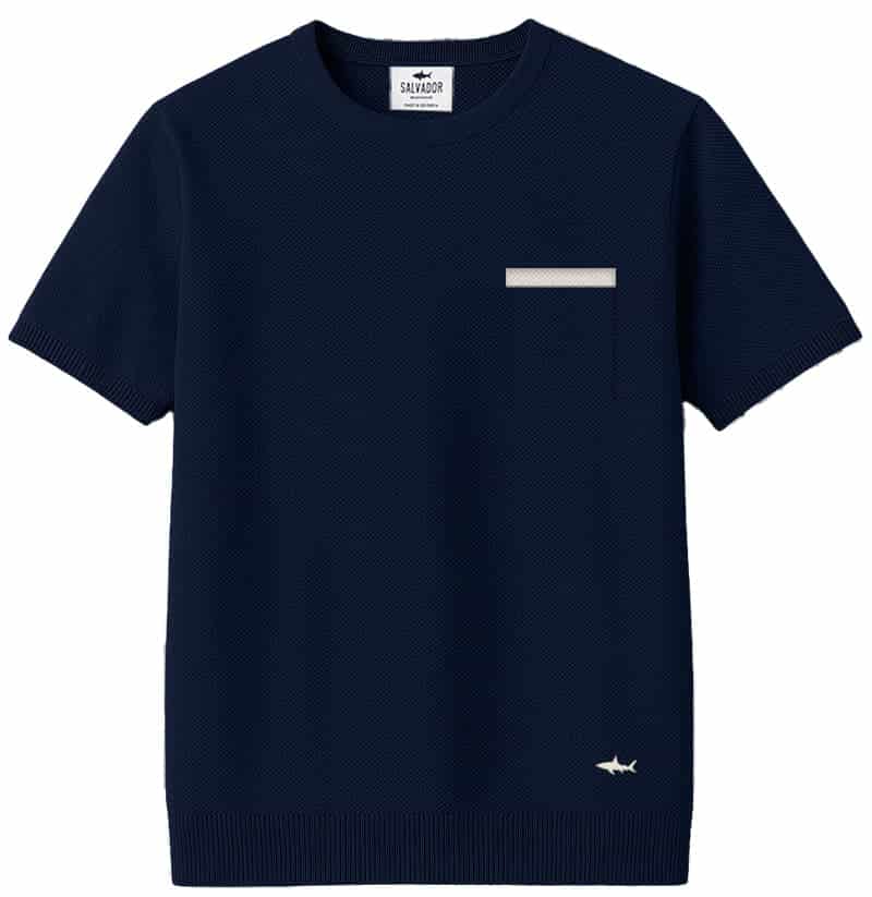 CAMISETA DE PUNTO AZUL OSCURA B BLANCO - miniatura 1