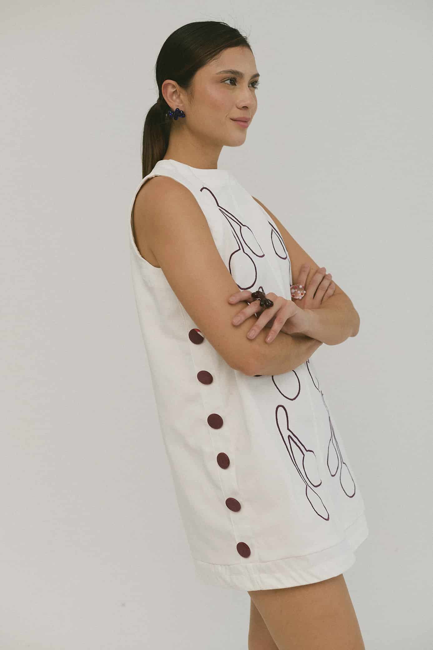 Vestido Anfitriona Cherries Crudo - miniatura 9