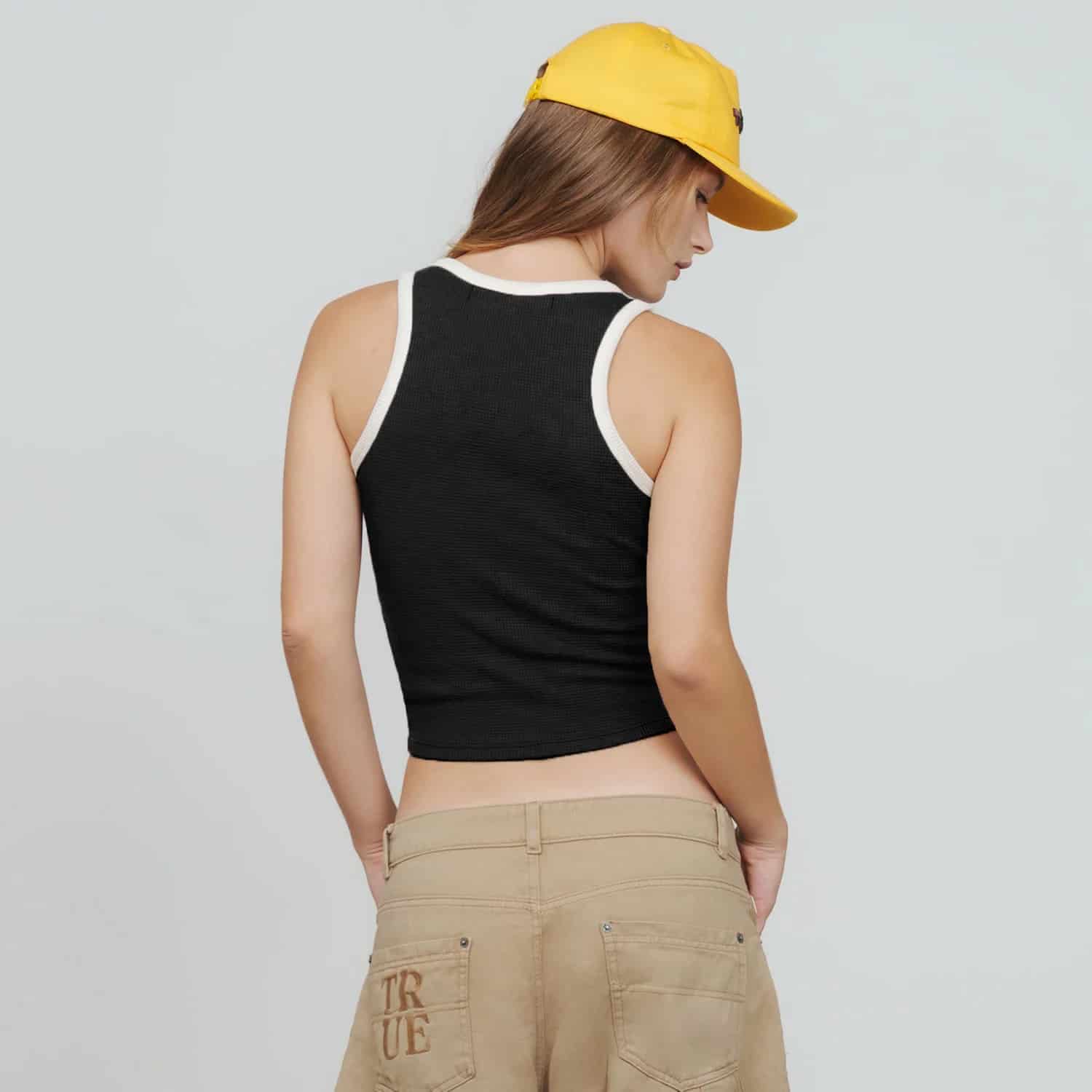 Textured Tank Top - Black - miniatura 3