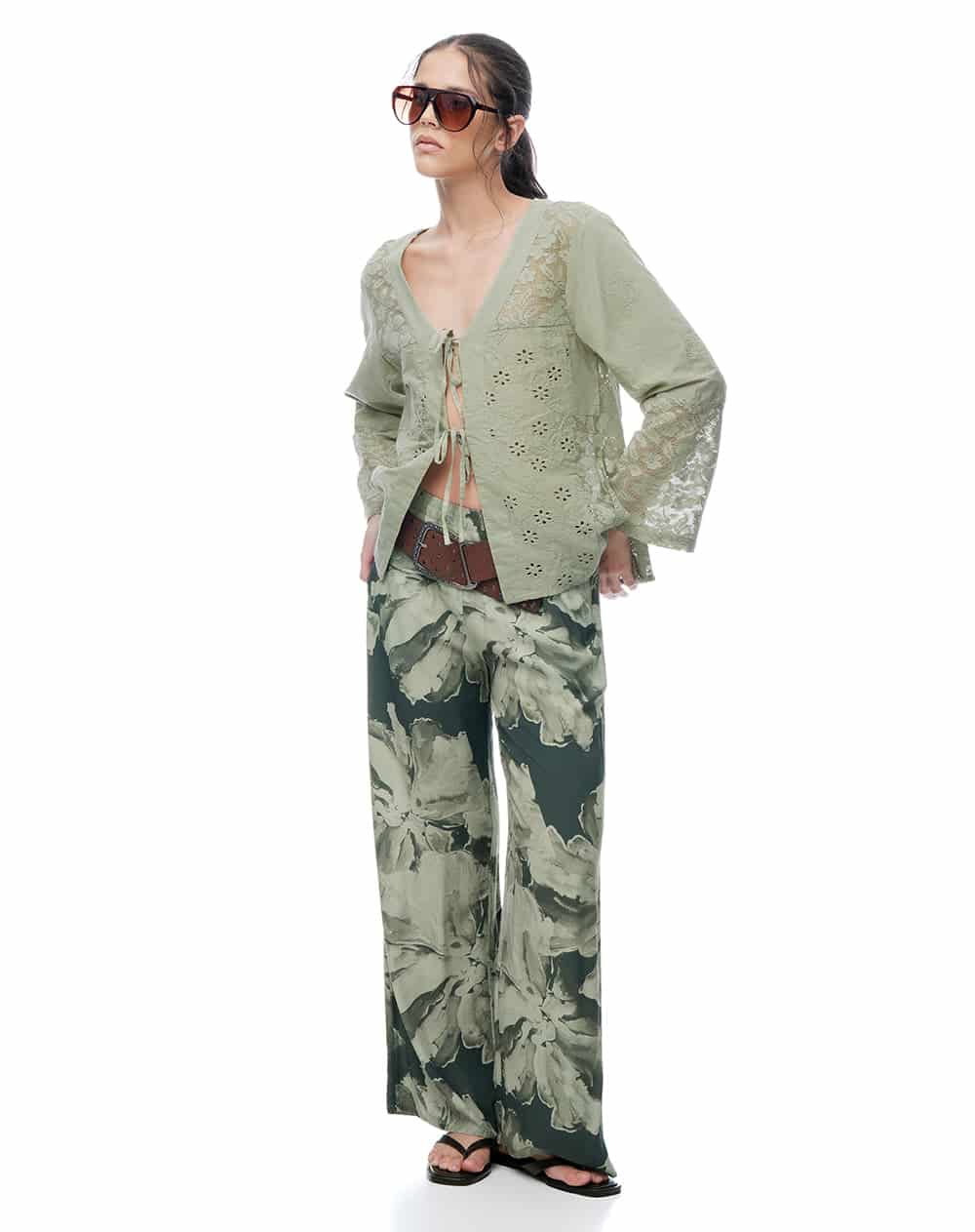 Camisa oversize manga larga verde mujer - miniatura 3