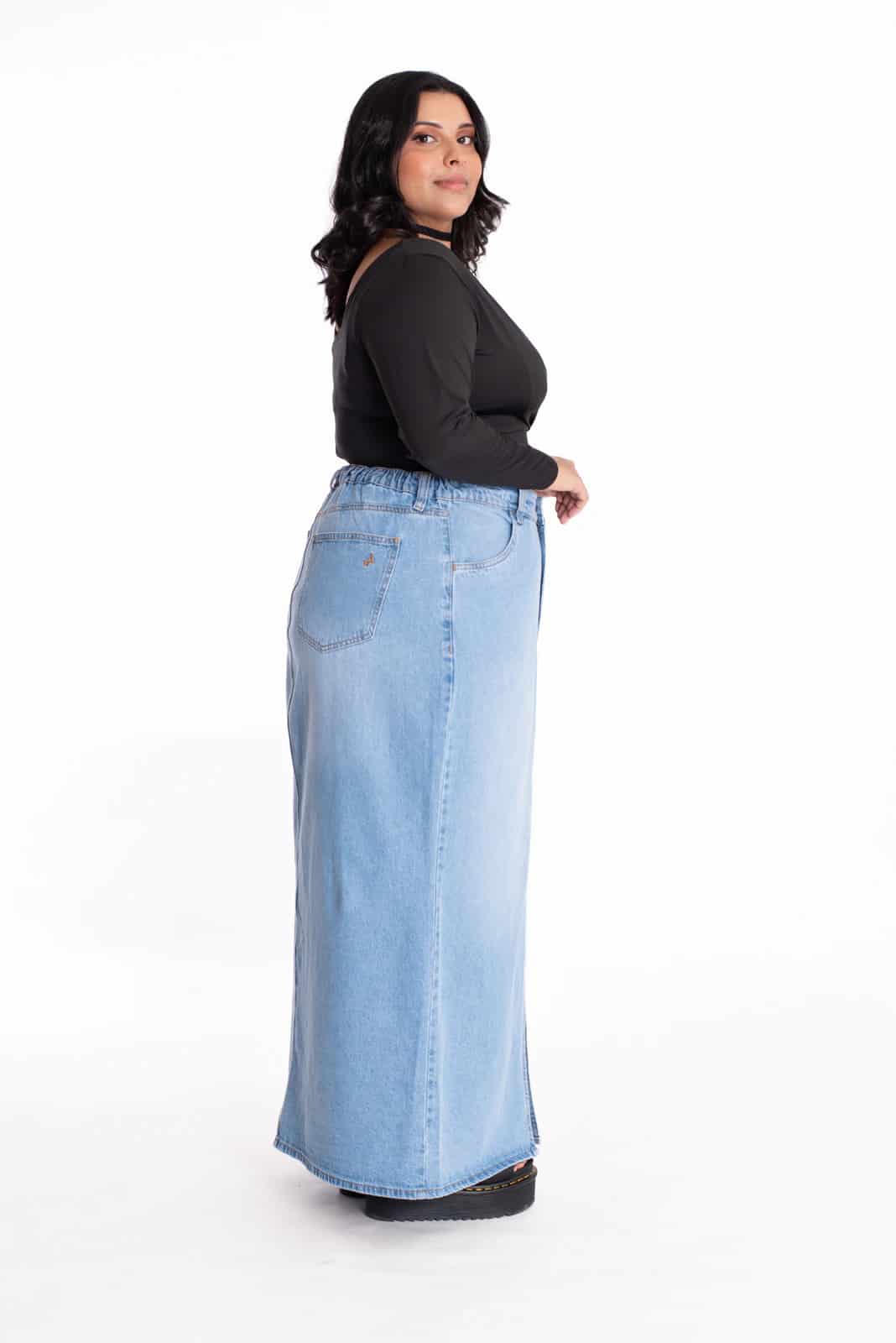 Falda Larga Denim Azul Claro 437 - miniatura 7