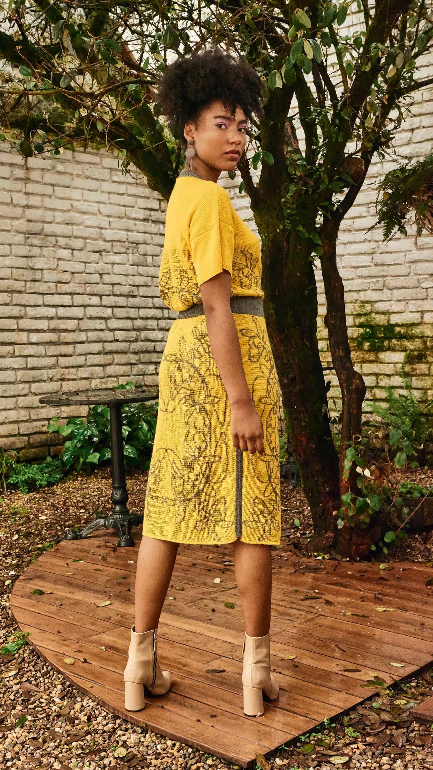 Falda Orquídea Alpaca - Amarillo y gris - miniatura 6