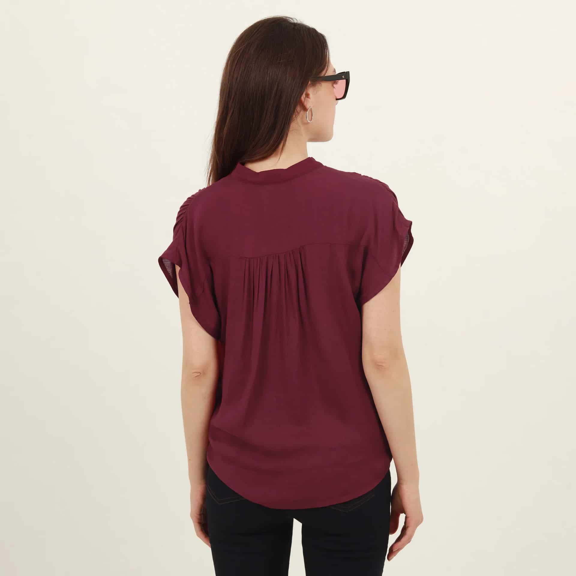 Blusa abierta cuello nerú manga sisa rodada - miniatura 6