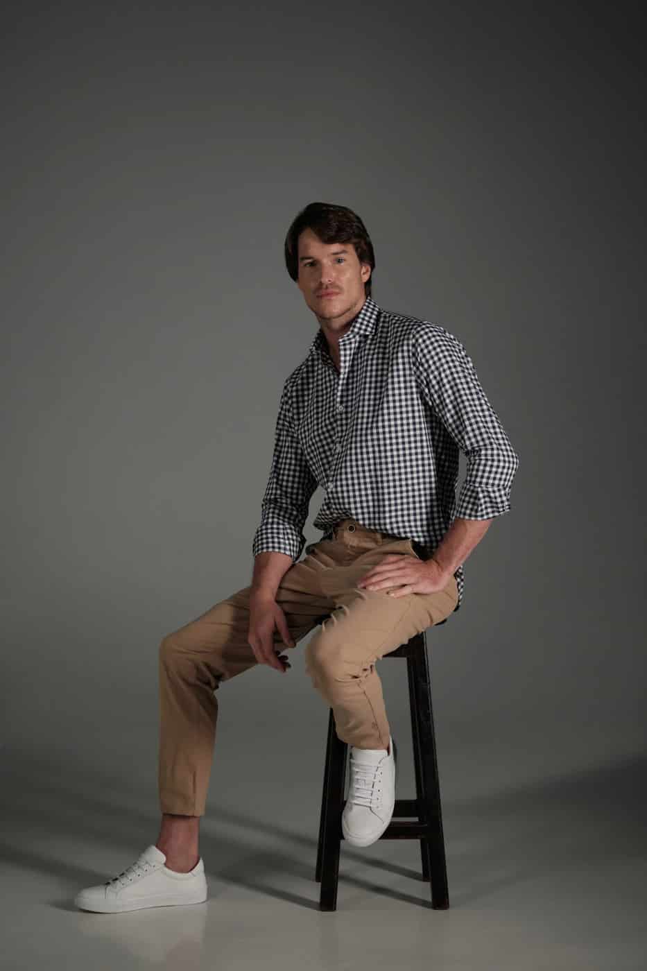 Camisa Classic Algodón Cuadros Azul Navy - miniatura 2