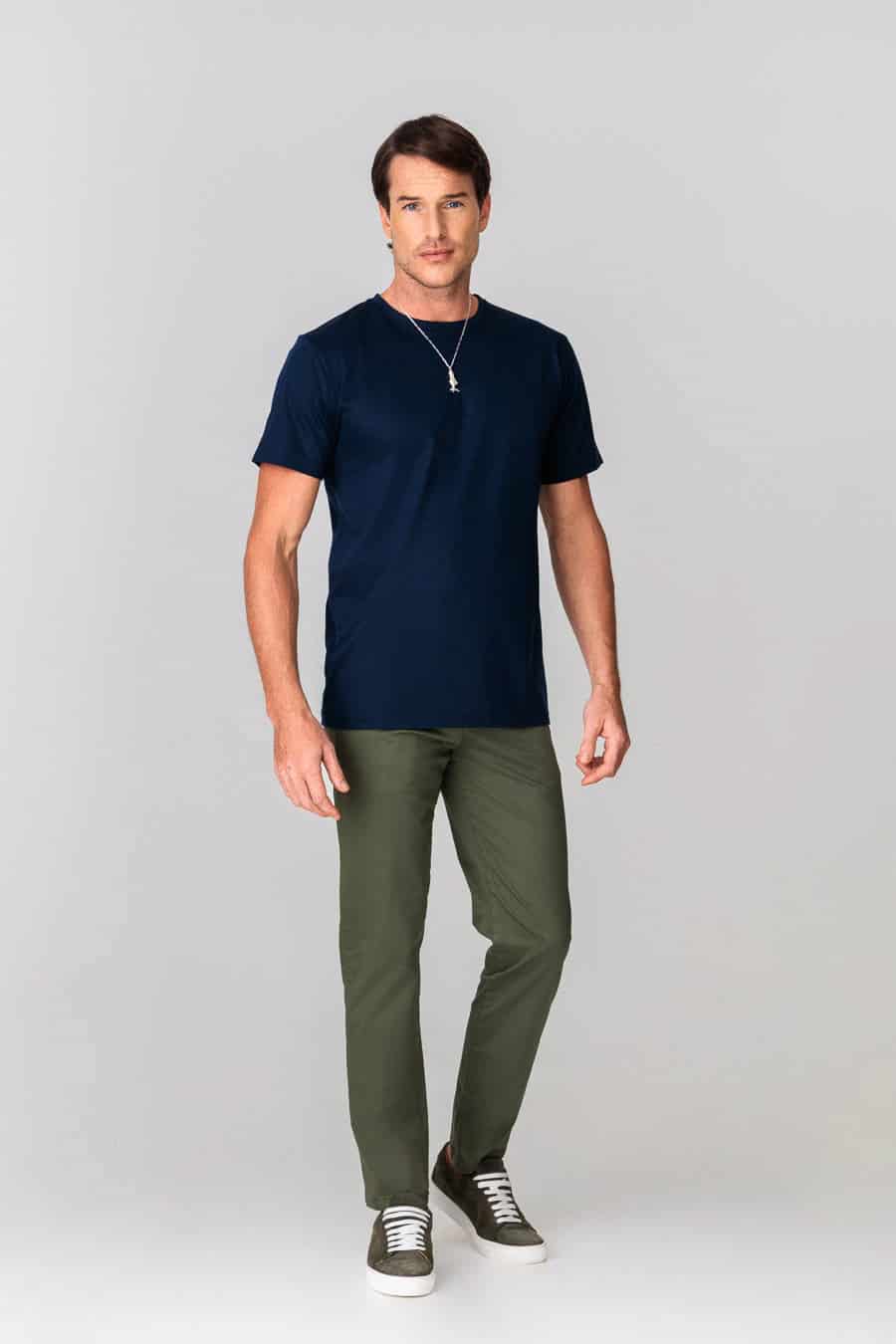 Men's cotton basic t-shirt navy - miniatura 1