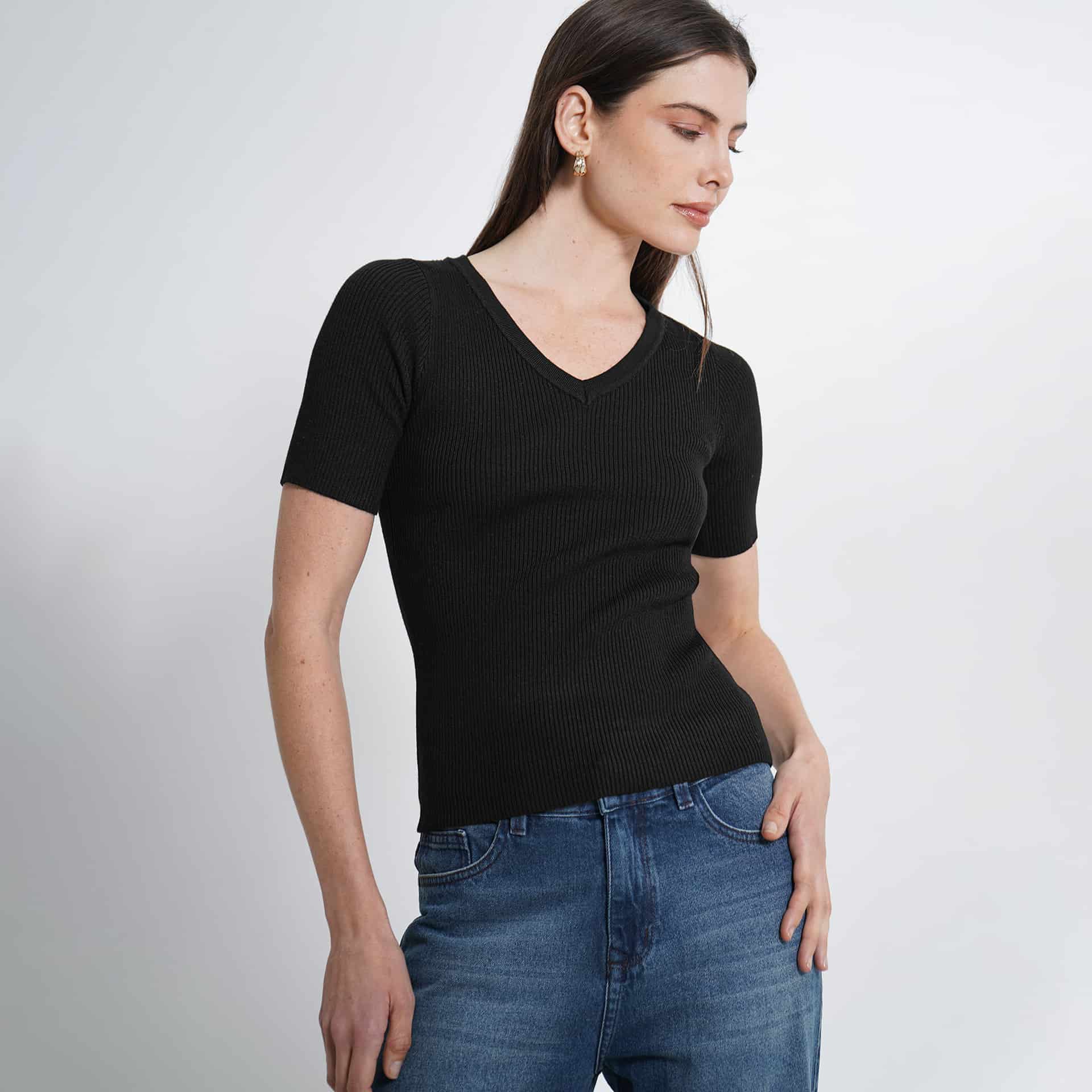 Sweater canale cuello alto manga corta - miniatura 17