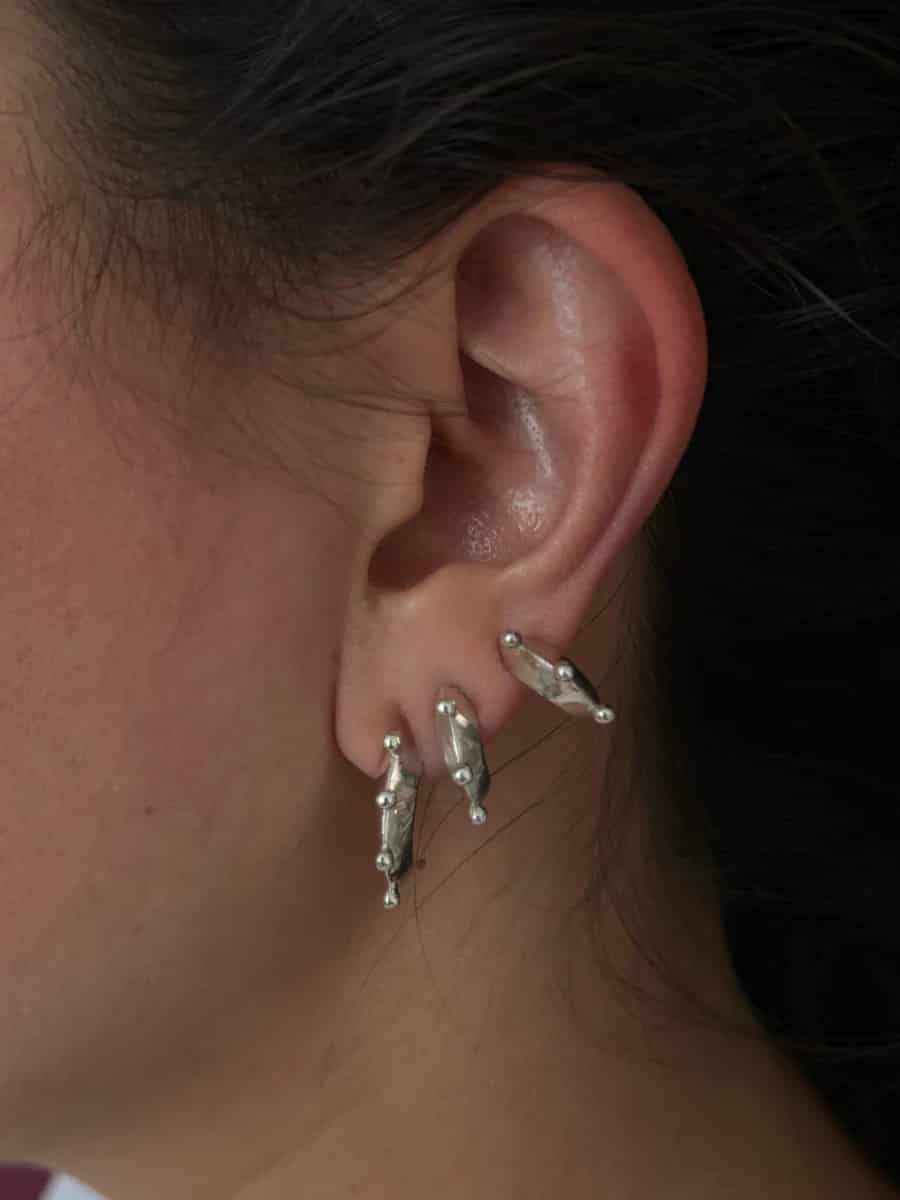 Micro Crescent Hoops Silver - miniatura 3