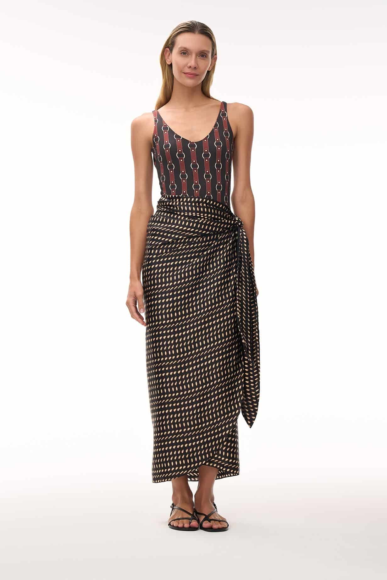 Mapara Satin Silk Skirt / Black & Ivory Seeds - miniatura 2