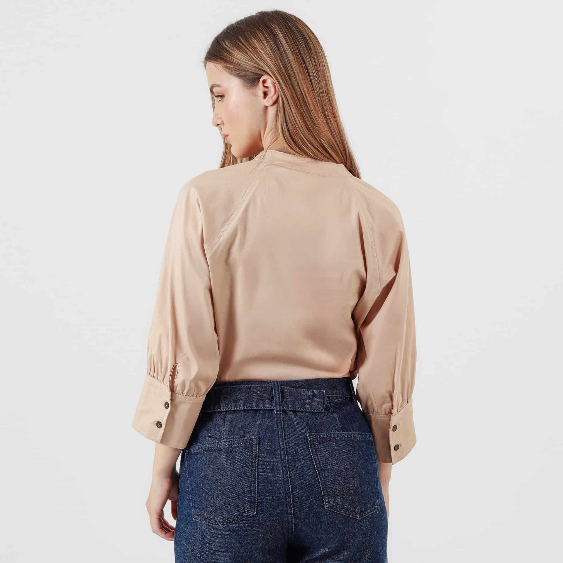 Blusa Cuello V Neru Manga 3Cuartos - miniatura 4