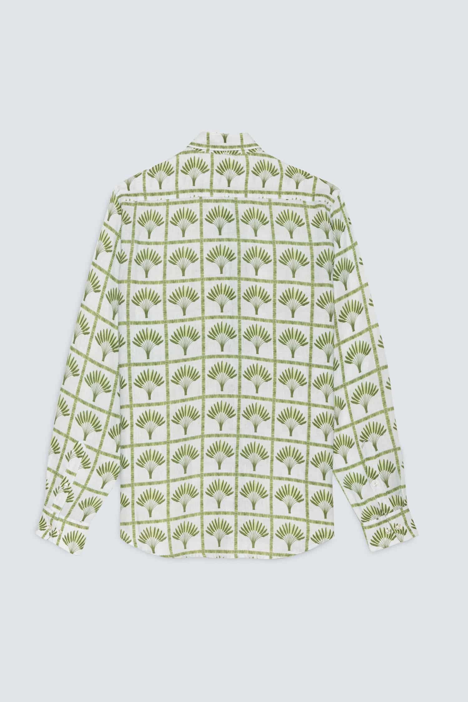 Men's linen shirt green palmar - miniatura 2