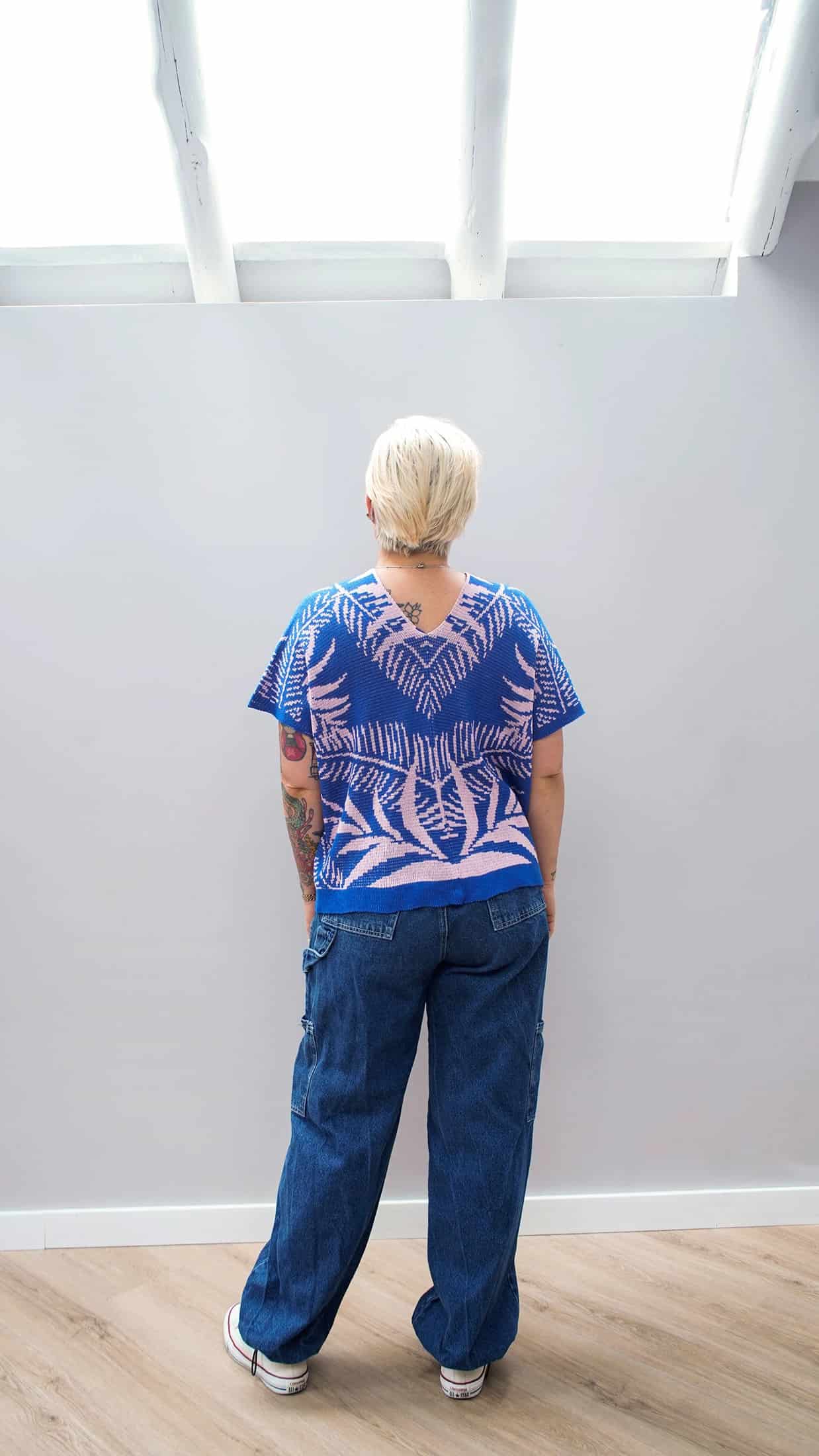 Blusa Palmas - azul rey y rosado - miniatura 10