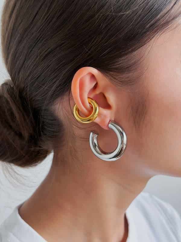 Combo MENIK HOOPS + EXTRA CHUNKY EARCUFF - miniatura 2