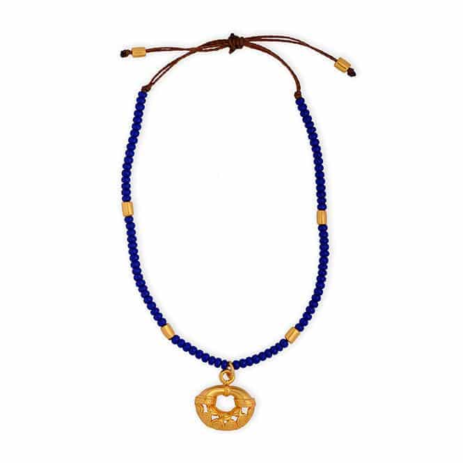 Pulsera Cristal Checo Mini Azul Rey y Dije Mini Nariguera Calima - miniatura 1