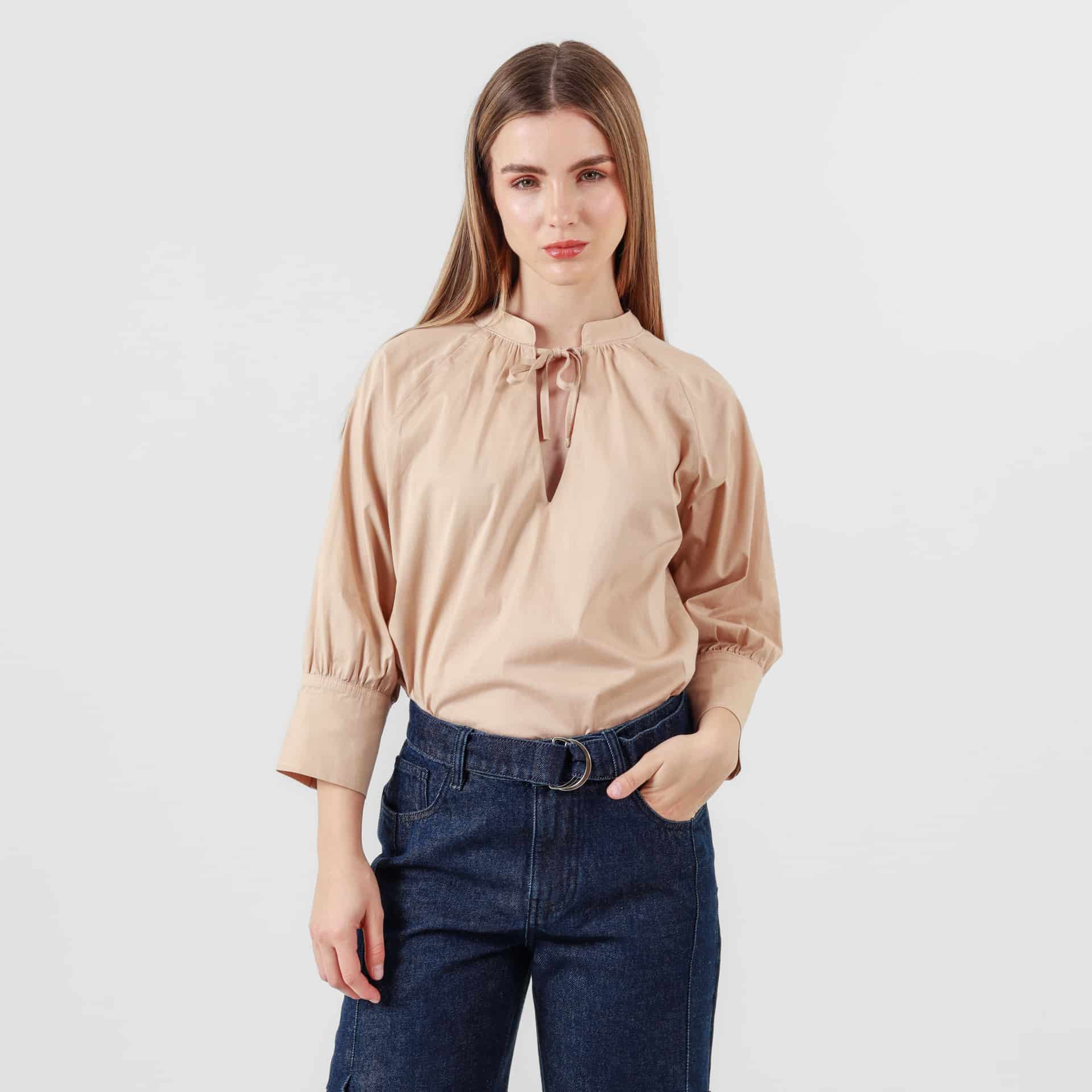 Blusa Cuello V Neru Manga 3Cuartos - miniatura 2
