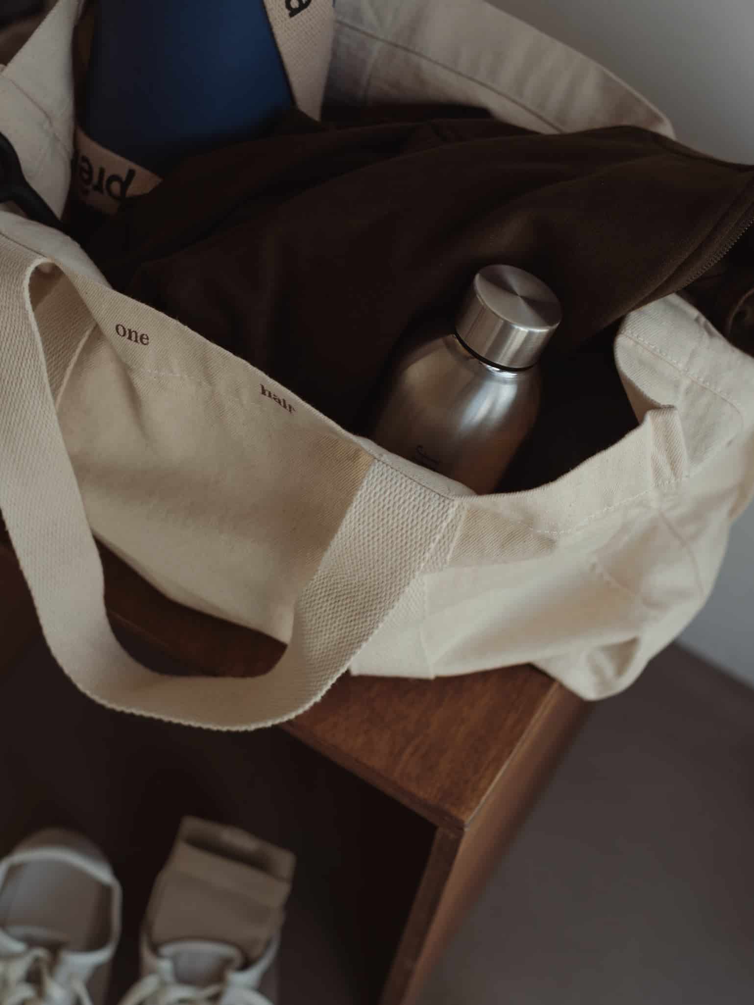CONTRAST DENIM TOTE BAG - NATURAL - miniatura 6