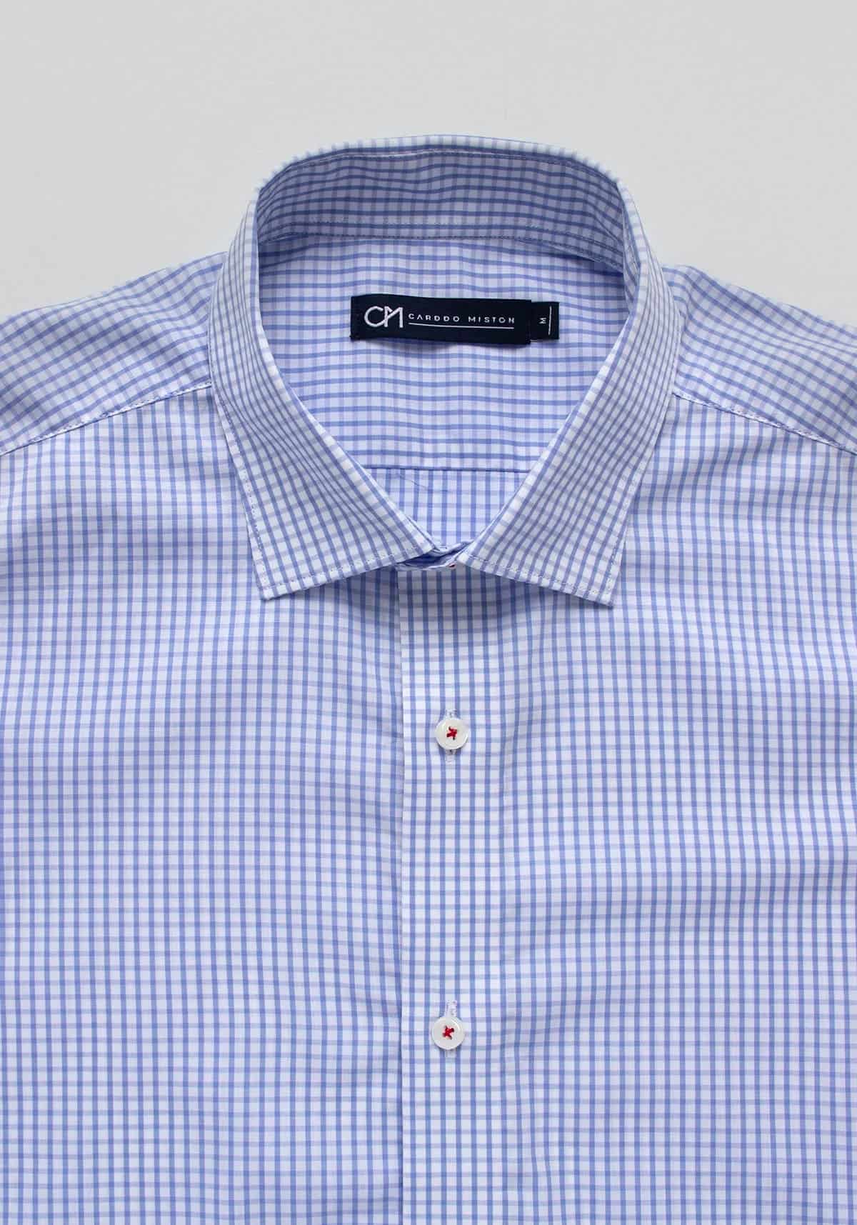 Camisa Popelín Cuadro Ventana Algodón Azul Claro - miniatura 2