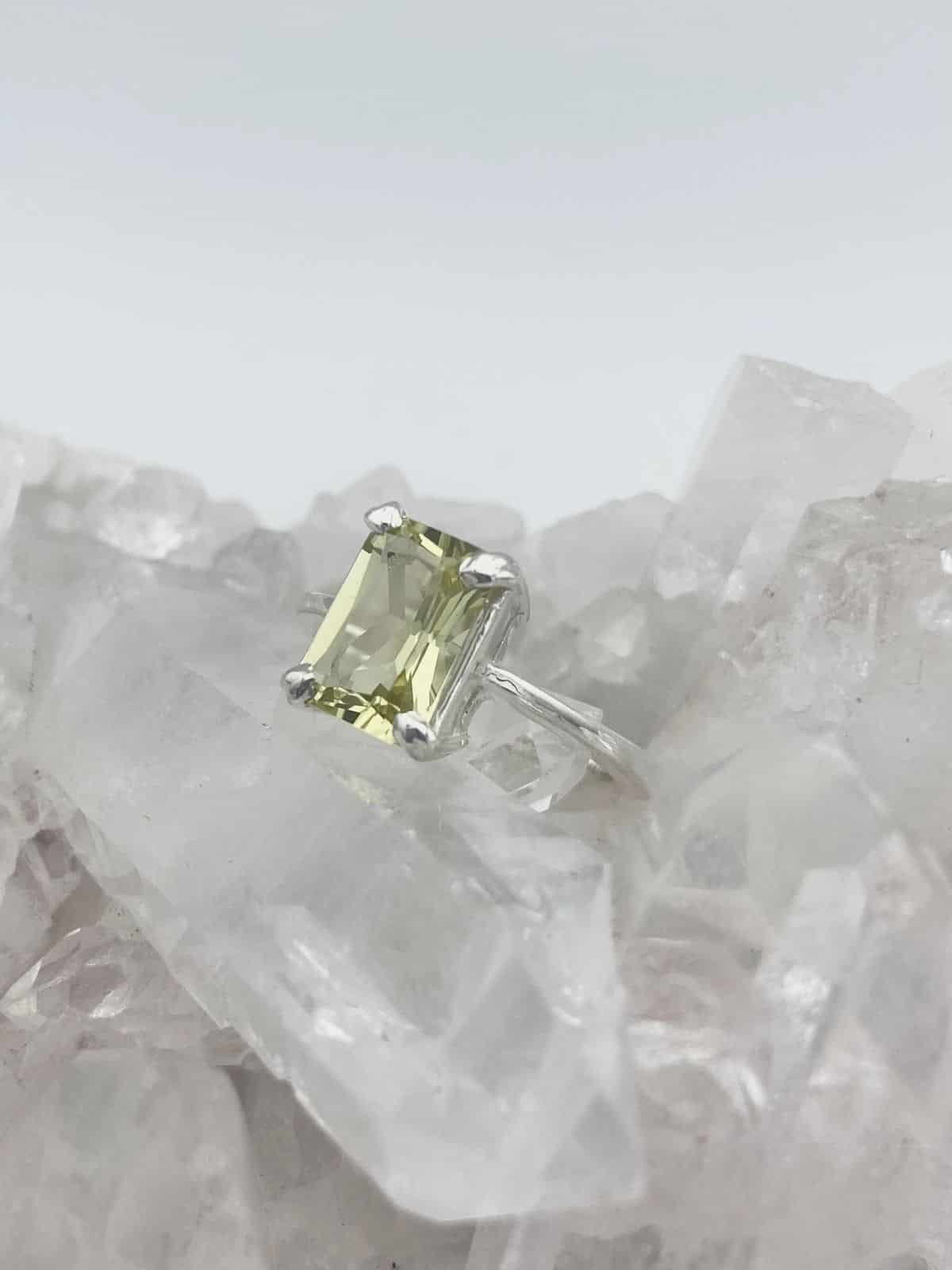 Anillo Cuarzo Limón rectangular - miniatura 1