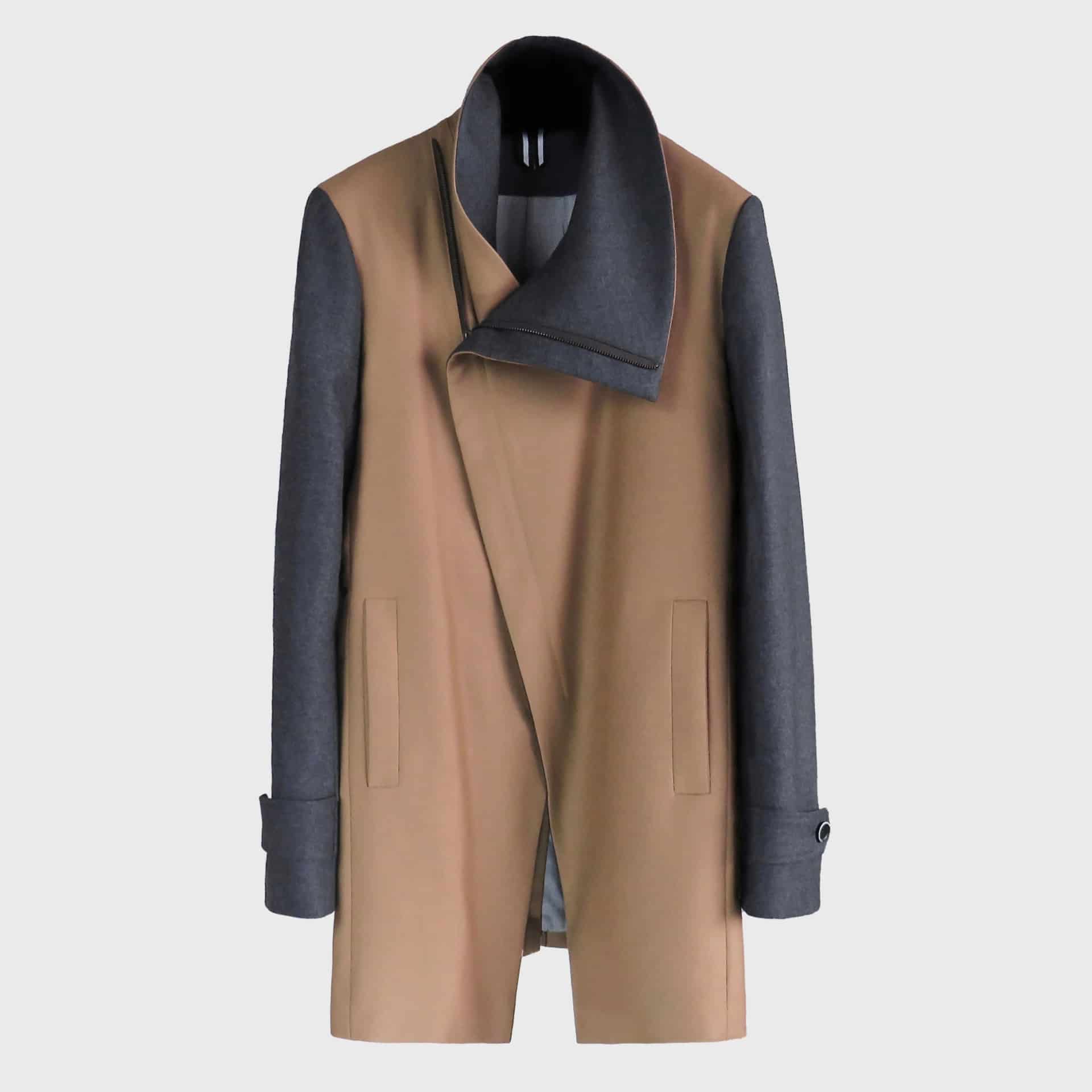 Chaqueta Larga Camel con Solapa Asimétrica - miniatura 2