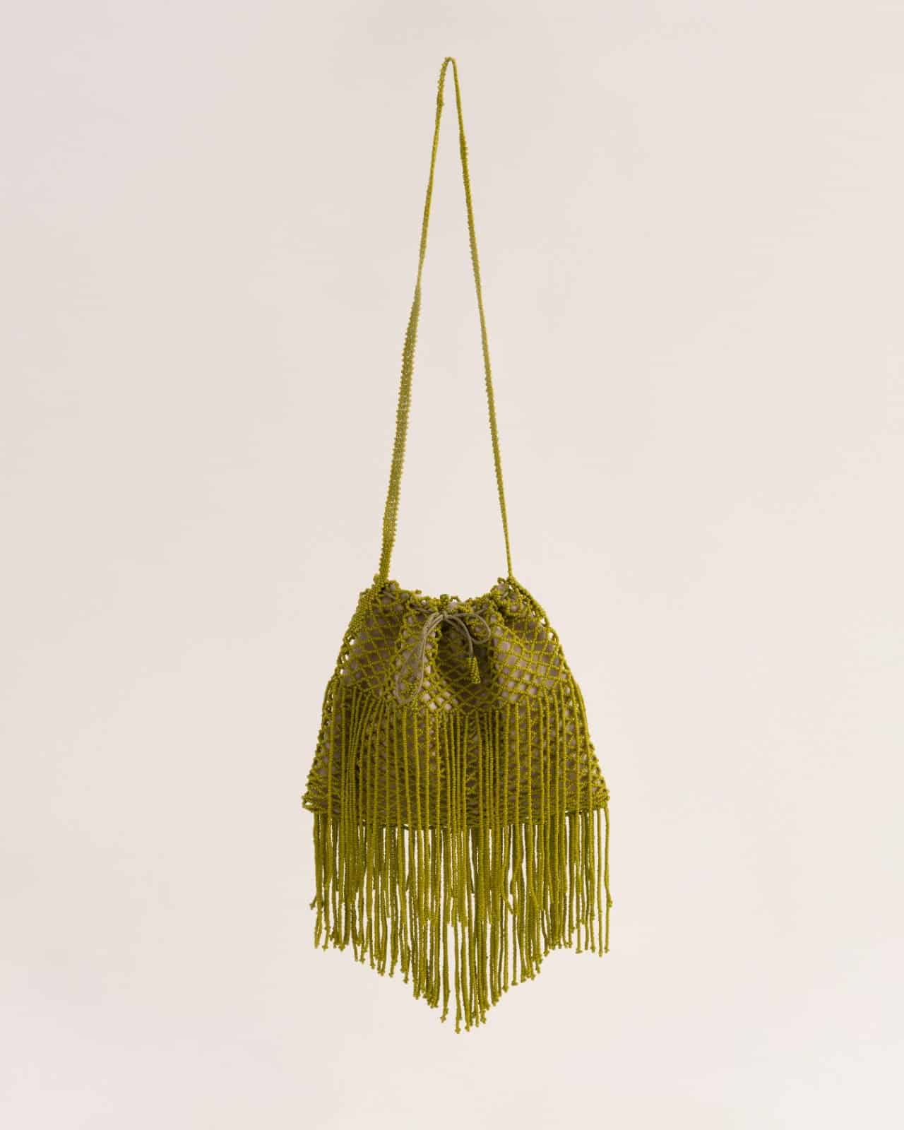 The fringe Bag (M) Olive - miniatura 1