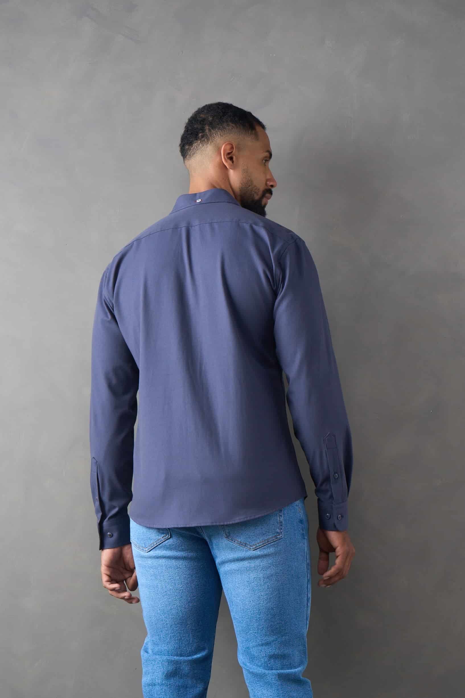 Camisa slim fit azul oscuro - miniatura 2