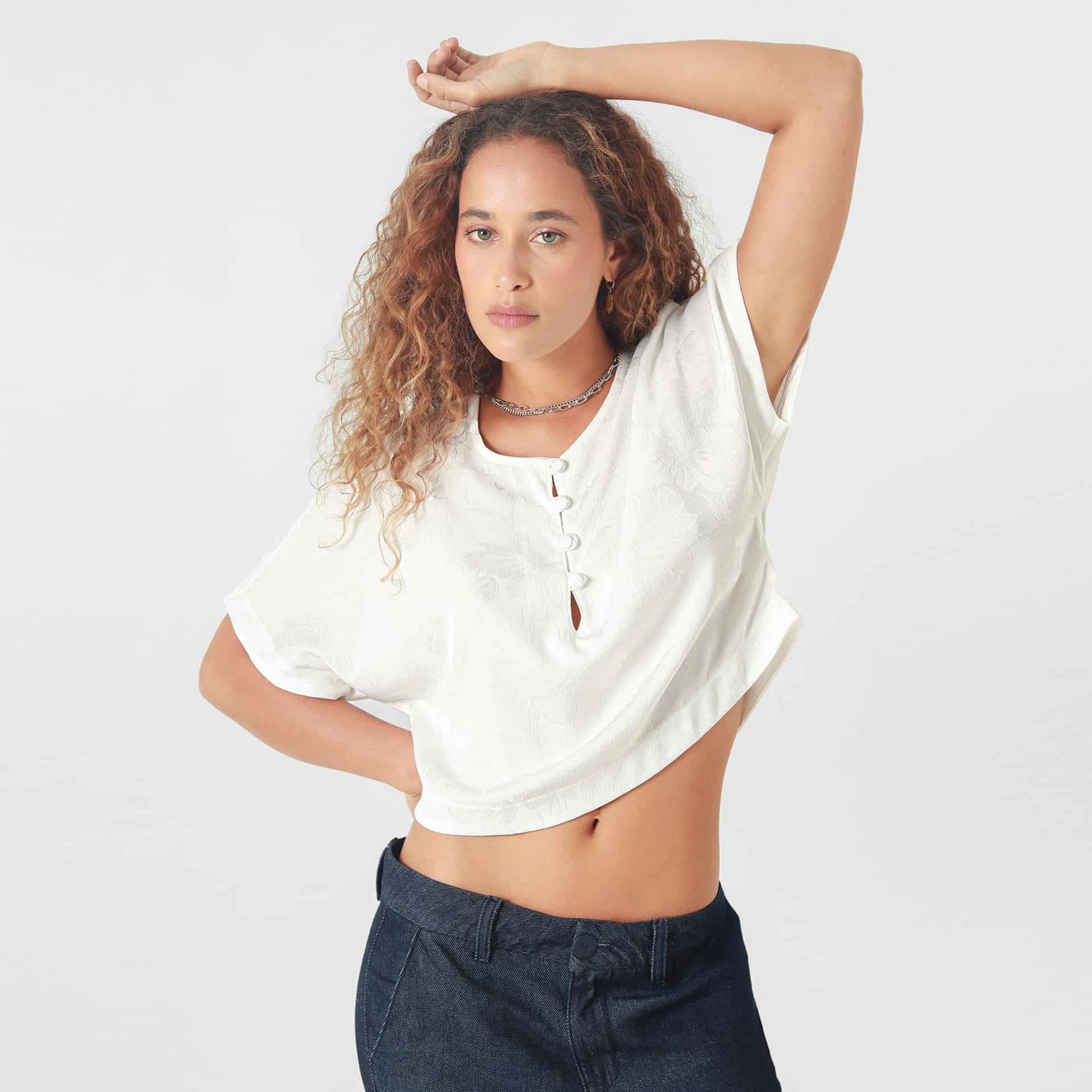 Blusa Cuello Redondo Manga Corta - miniatura 1