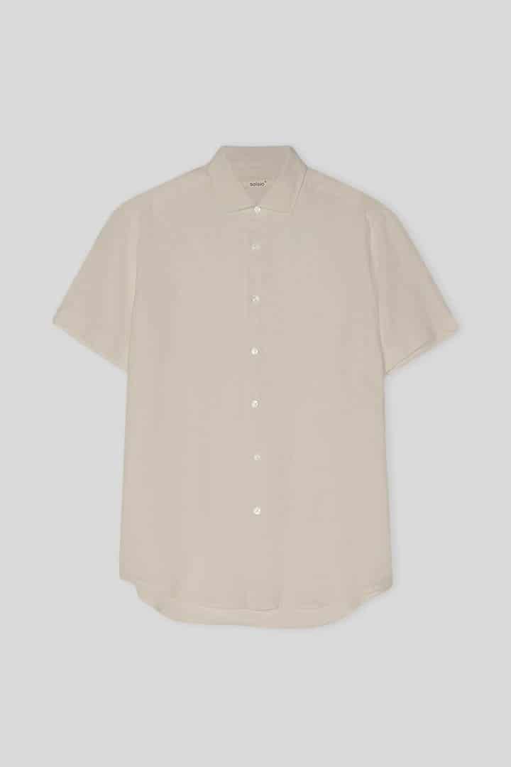 Men's linen shirt beige - miniatura 1