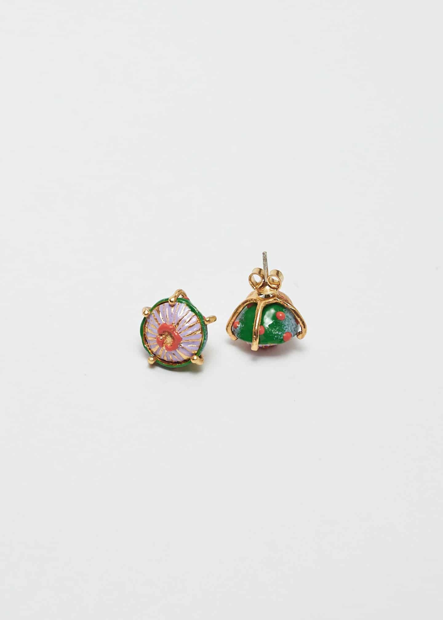 Aretes mini sombrerito verde lila - miniatura 1