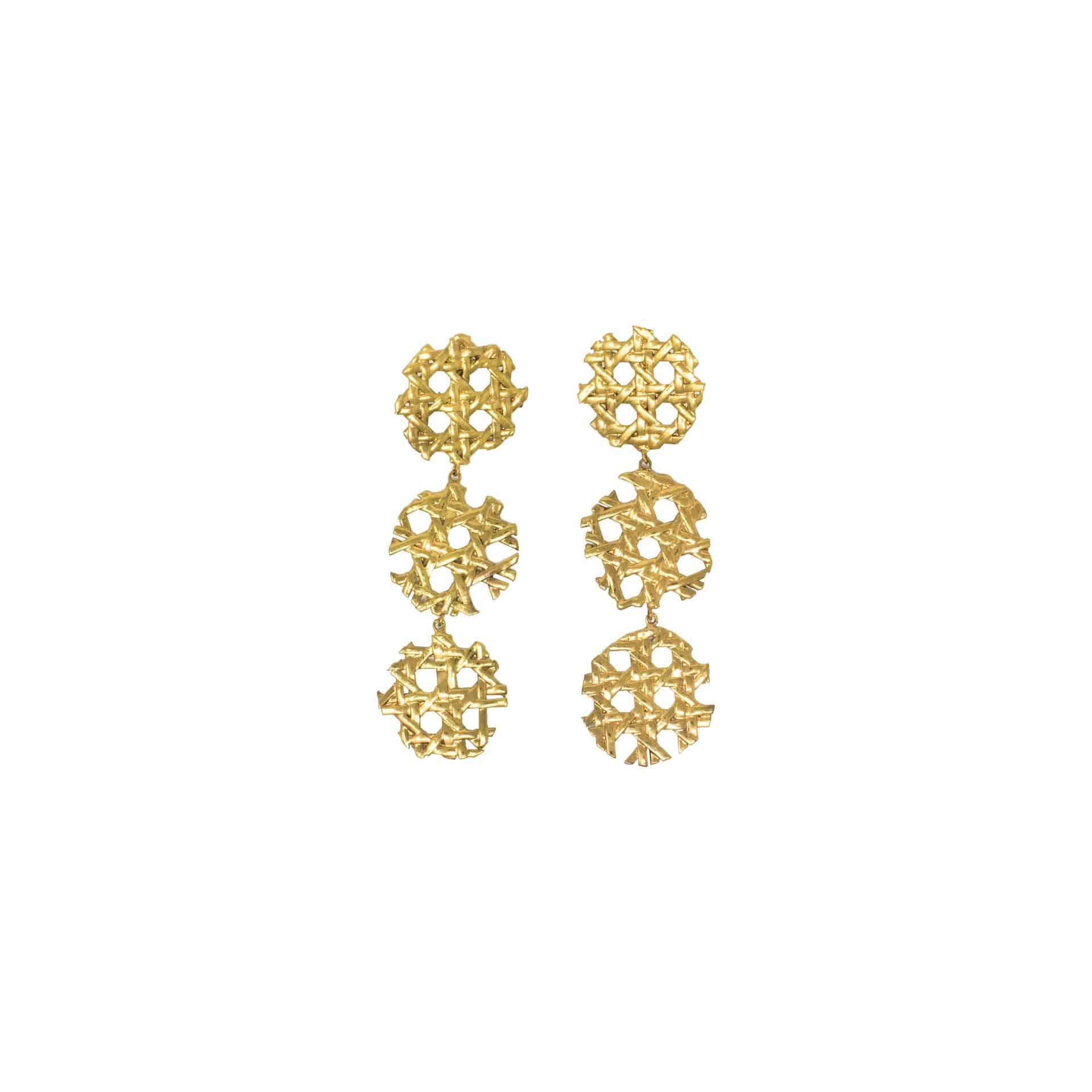 Aretes Mimbre 3 Círculos - miniatura 1