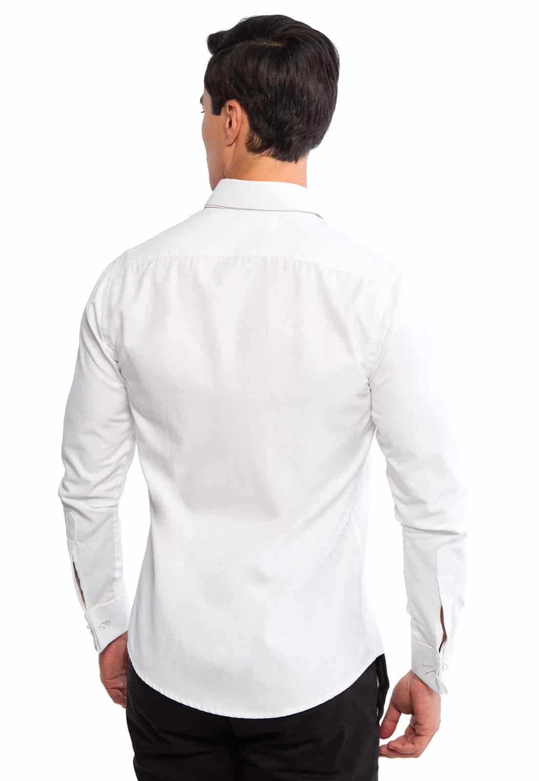 Camisa para mancornas blanca con boton en contraste - miniatura 2
