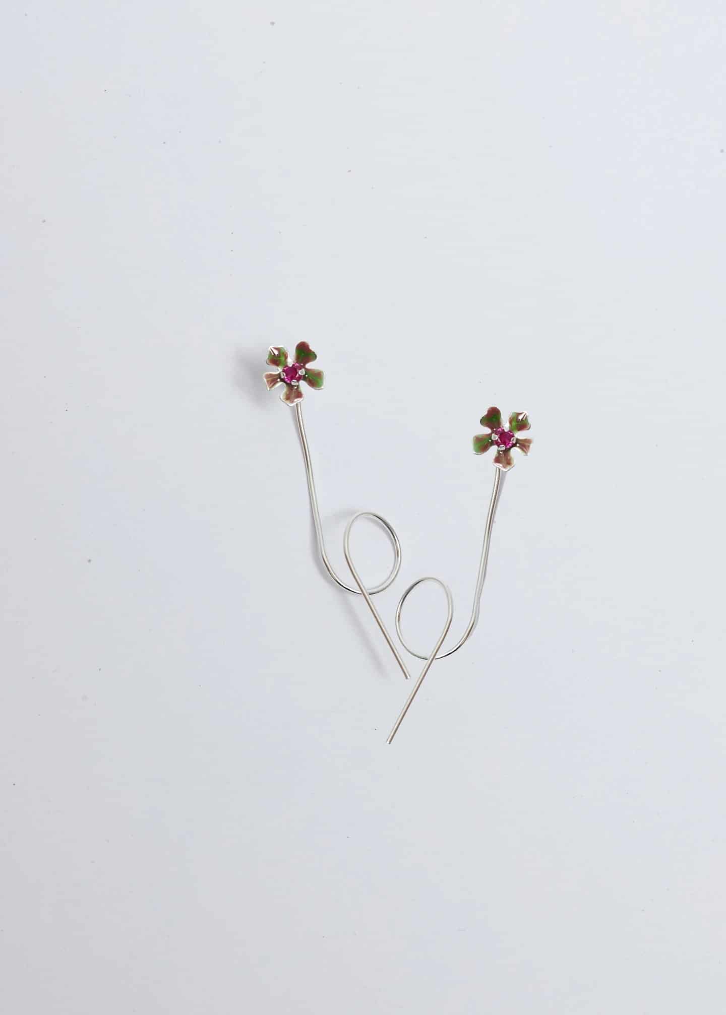 Aretes Bromelia micro Plata - miniatura 2