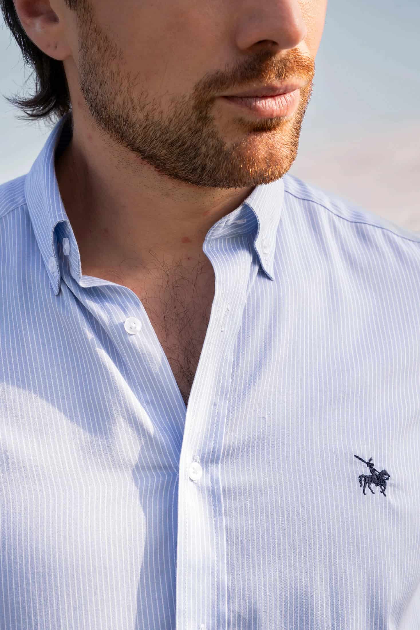 Camisa Róterdam Rayas Hombre Azul Claro - miniatura 2