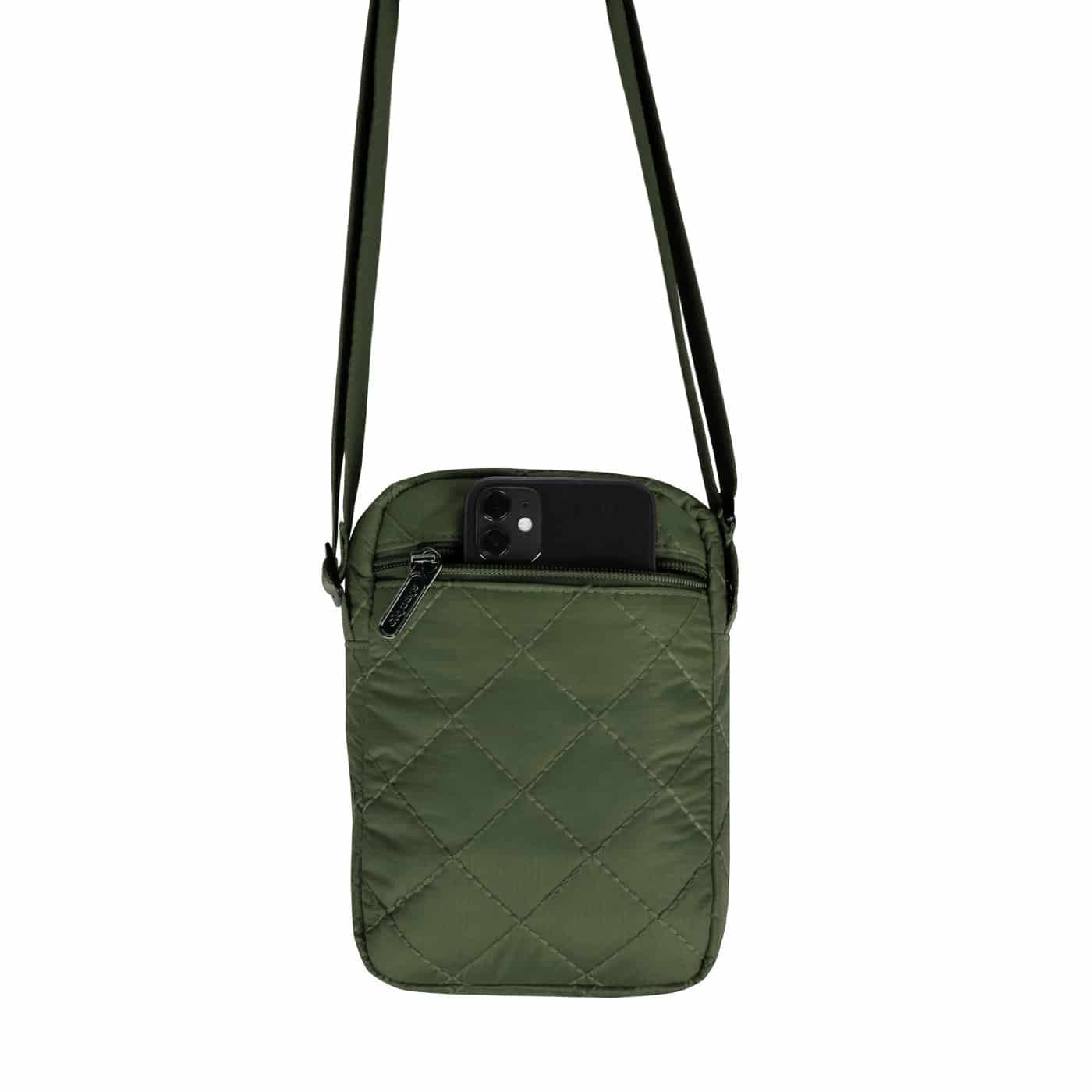 Bolso Manos Libres Mini Puffer Verde Militar - miniatura 4