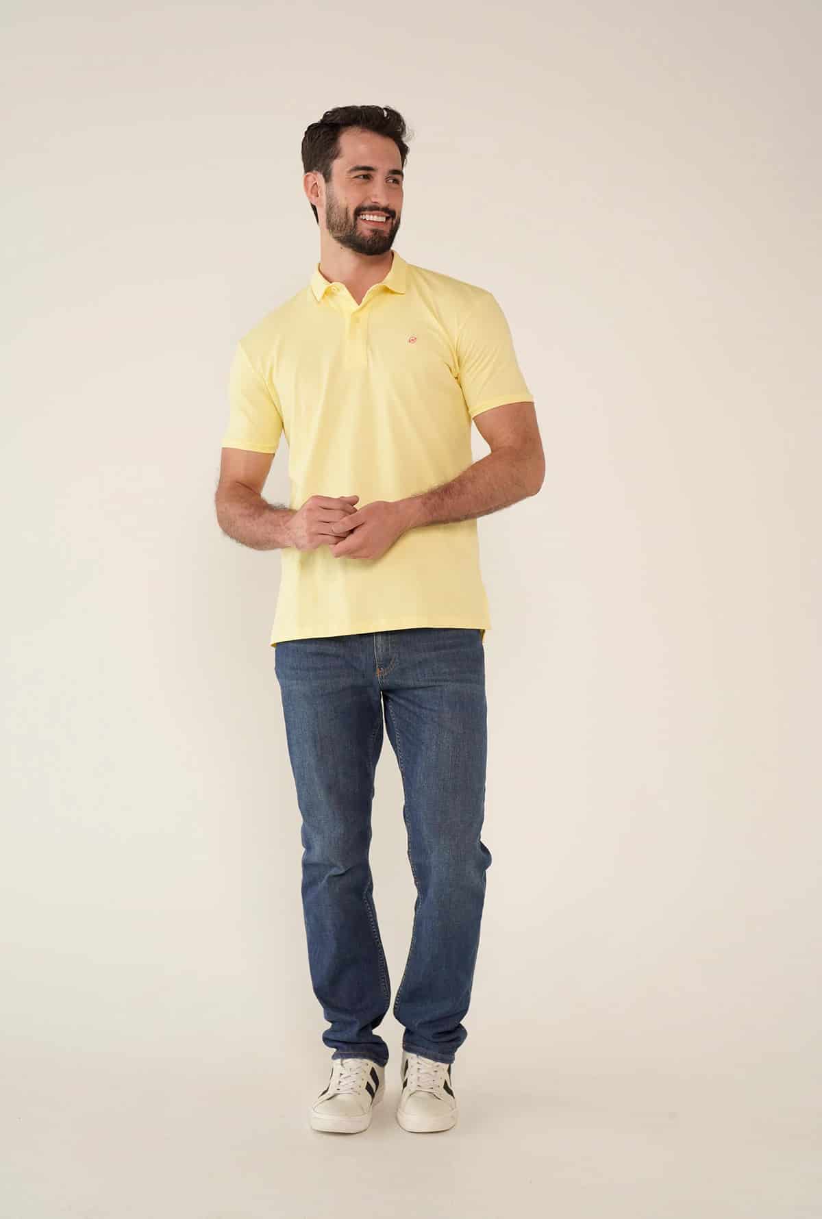Camiseta Tipo Polo Amarilla Para Hombre - miniatura 3