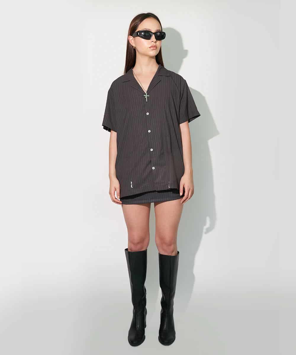 Camp Shirt in Black Pinstripe - miniatura 4