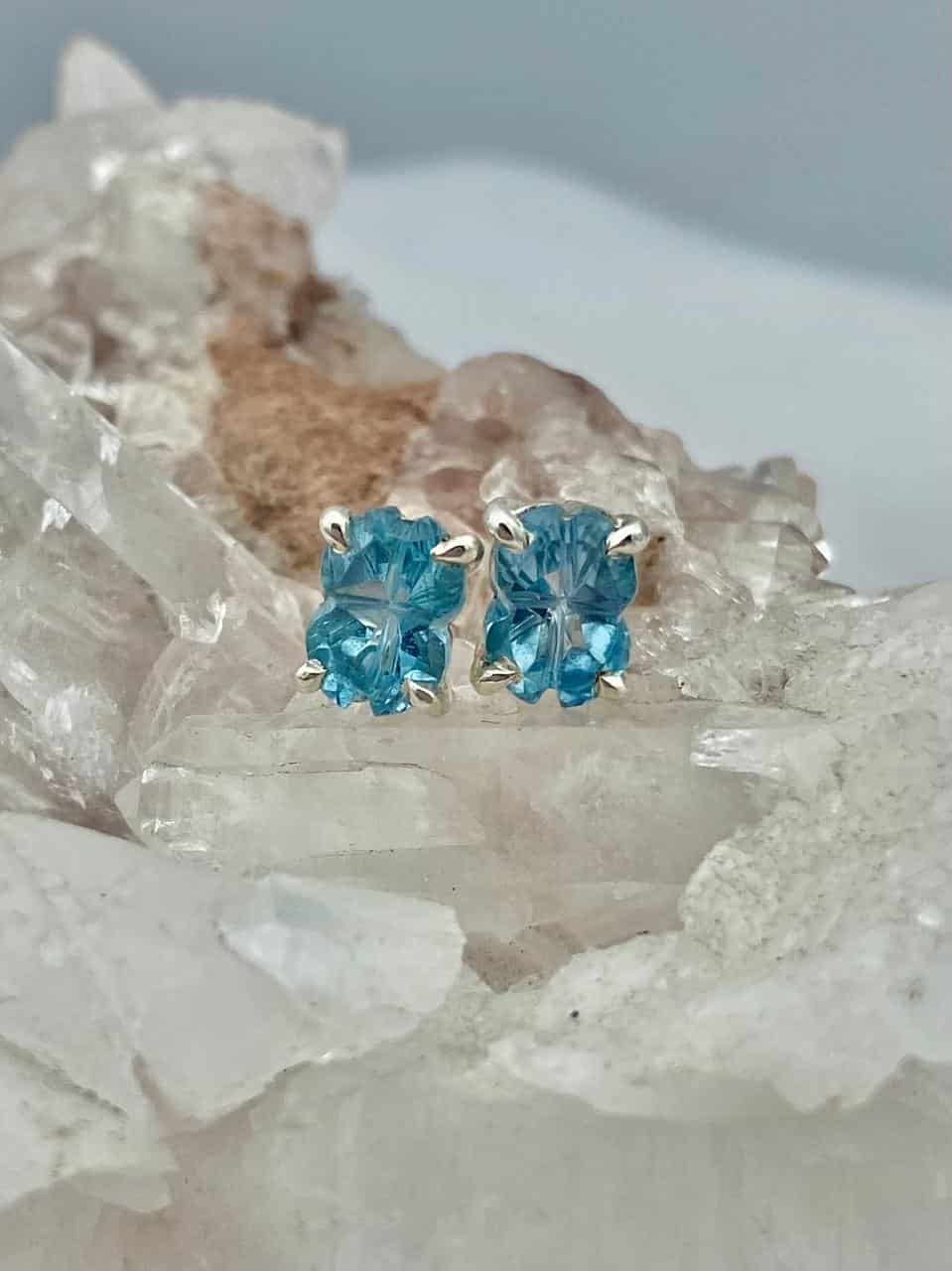 Aretes Topacio Azul flor - miniatura 1
