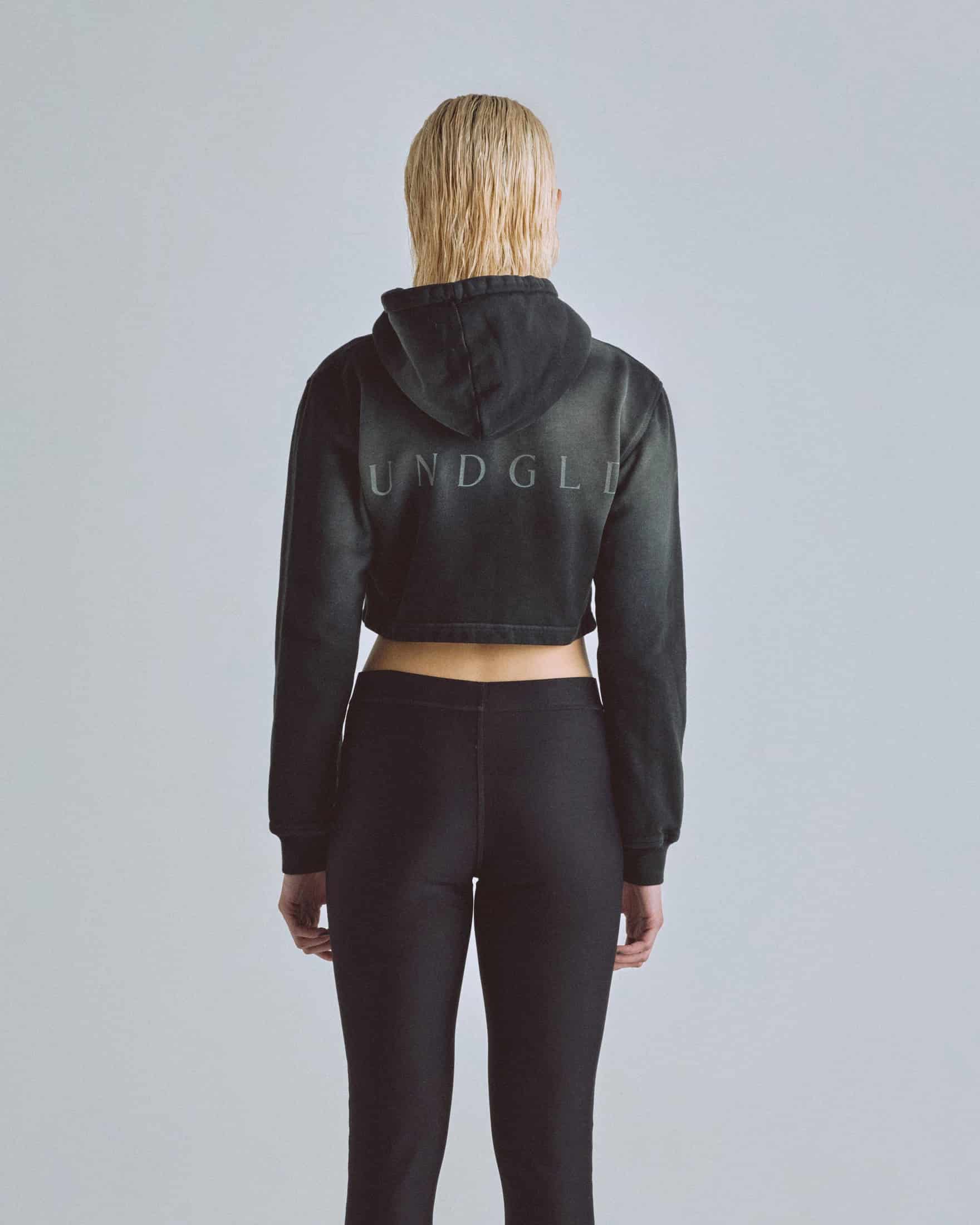 Eternal UNDGLD Slim Fit Zip Up Cropped Hoodie Smoky Black - miniatura 6