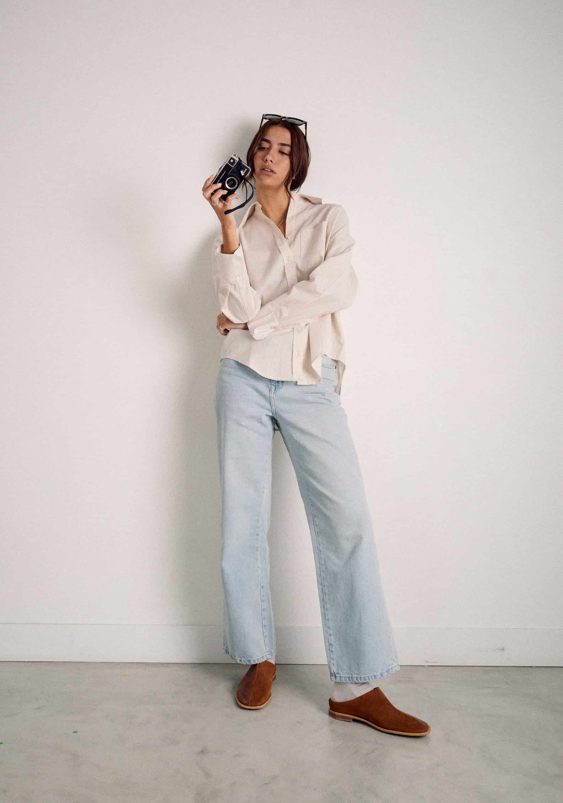 Camisa M Antonella Rayas Marfil - Beige - miniatura 2