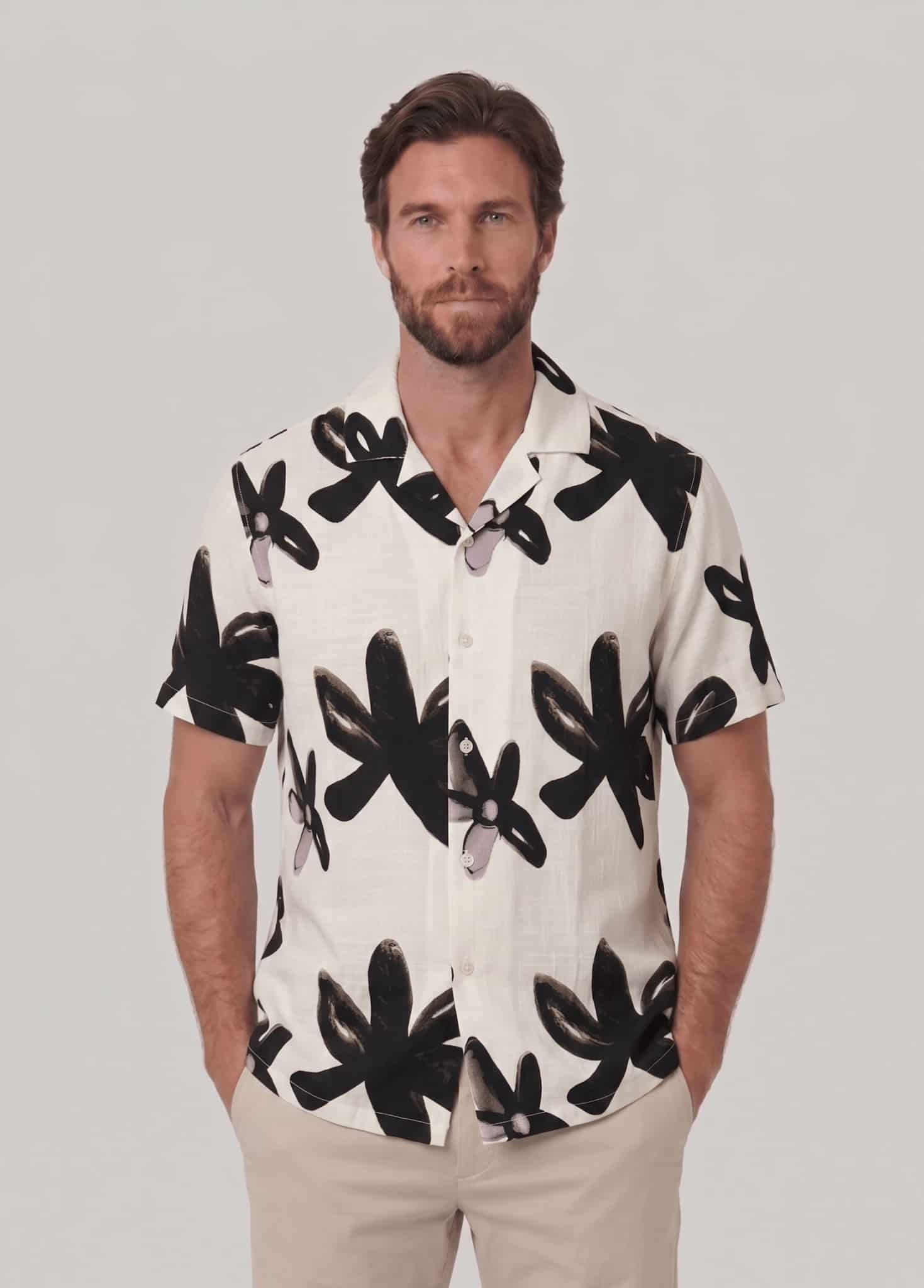 Camisa estampada manga corta para hombre Jon Sonen 027225077 - miniatura 1