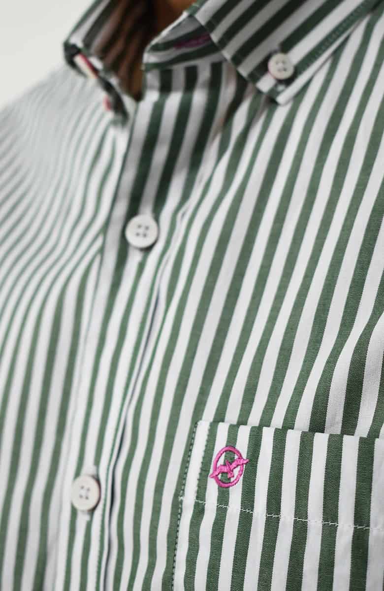 Camisa Manga larga a Rayas Verde para Hombre - miniatura 2