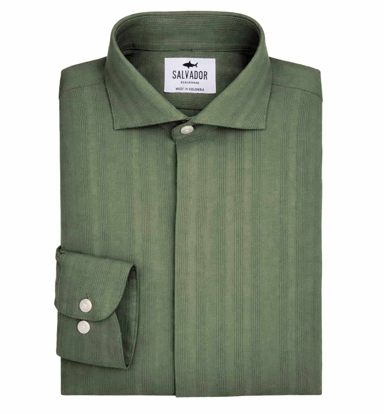 GUAYABERA VERDE MILITAR - miniatura 1