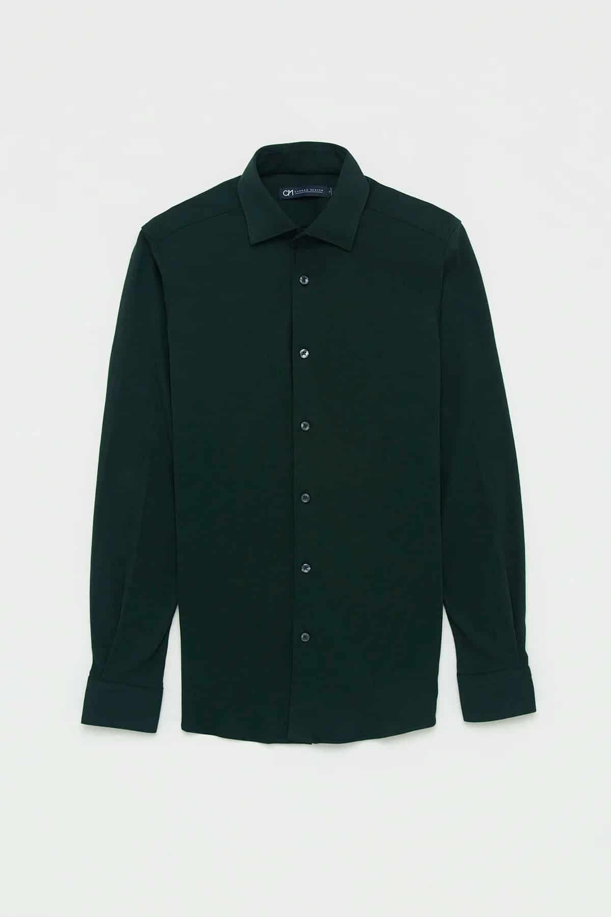 Camisa Piqué Algodón Verde Botella - miniatura 1