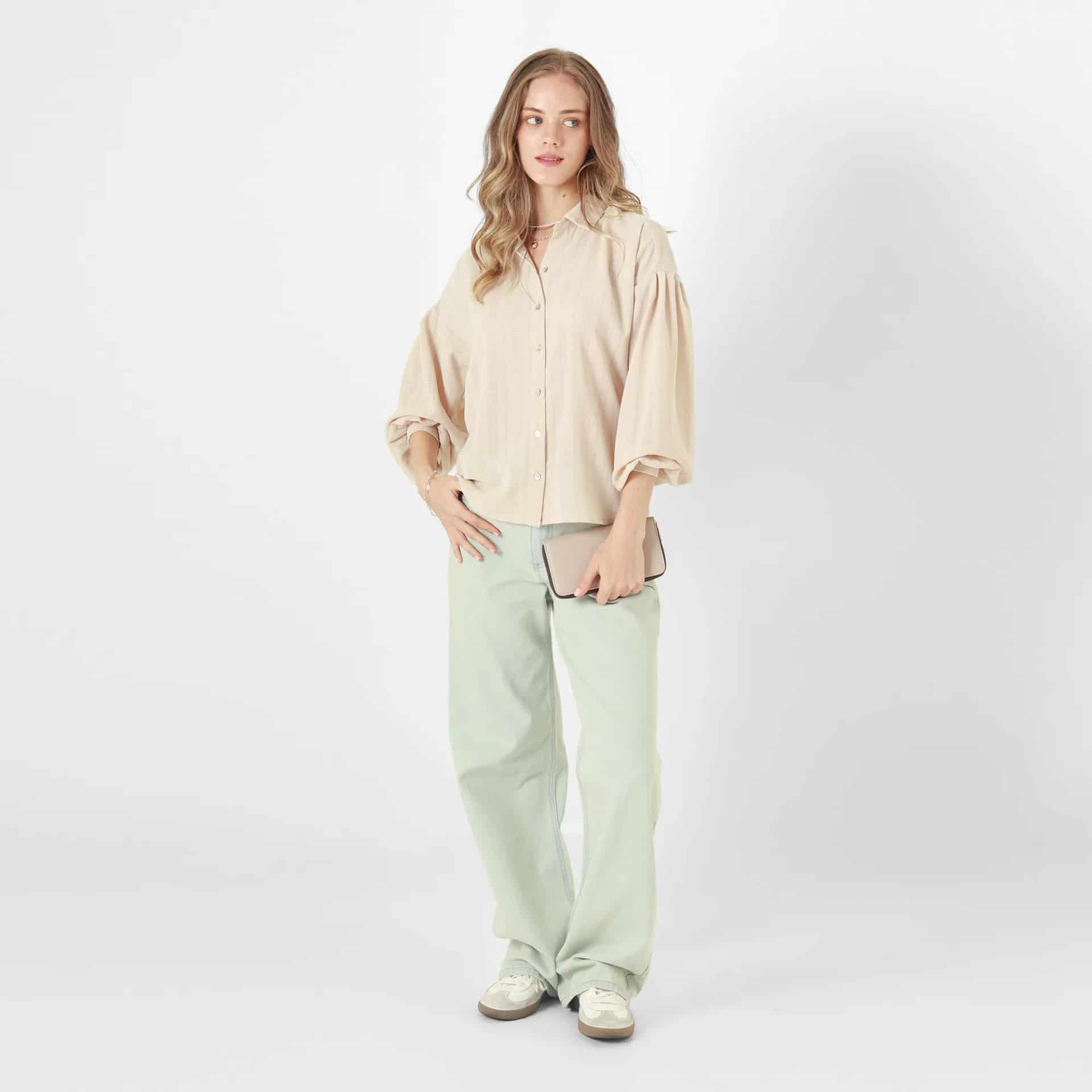 Blusa Cuello Camisero Manga Larga - miniatura 3