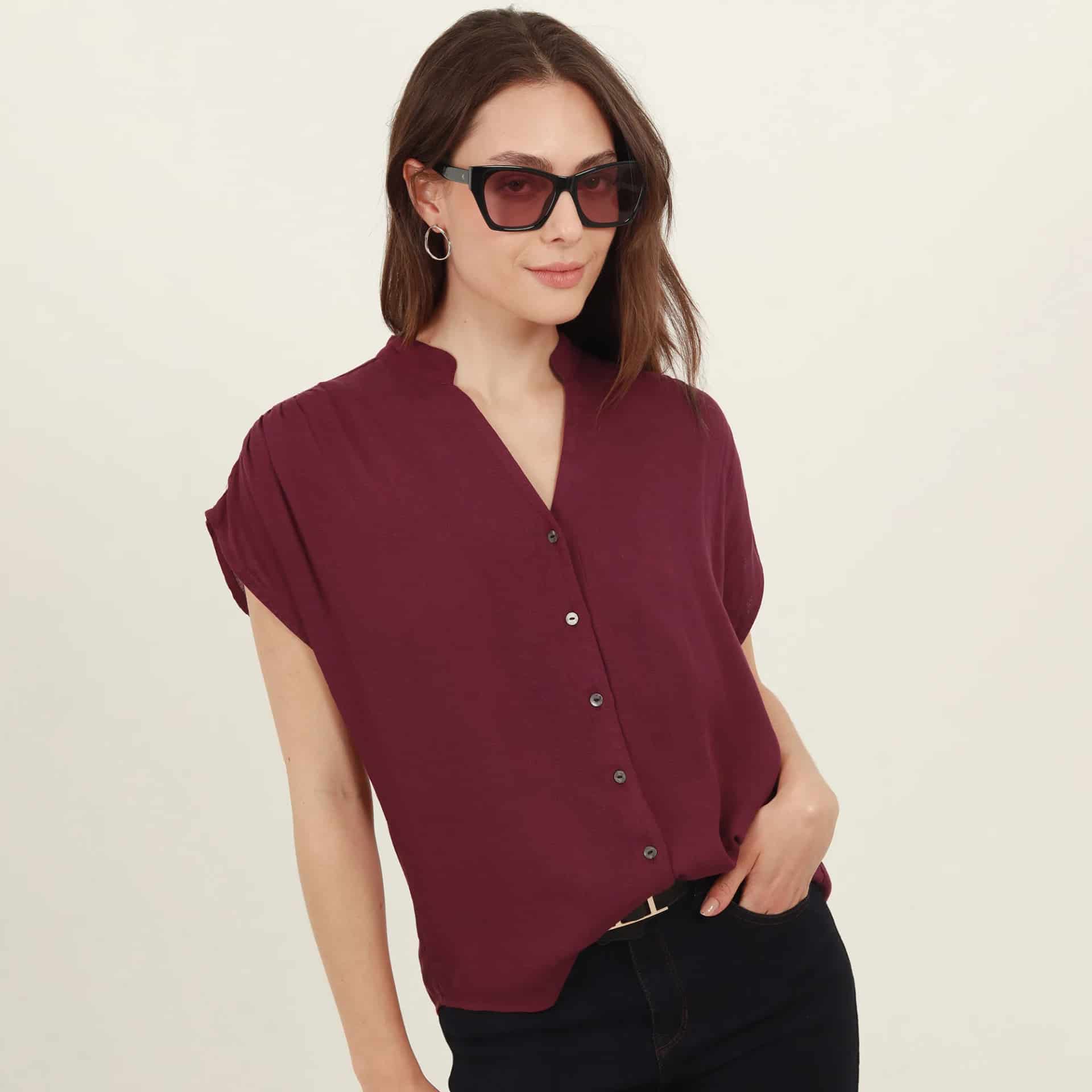 Blusa abierta cuello nerú manga sisa rodada - miniatura 2