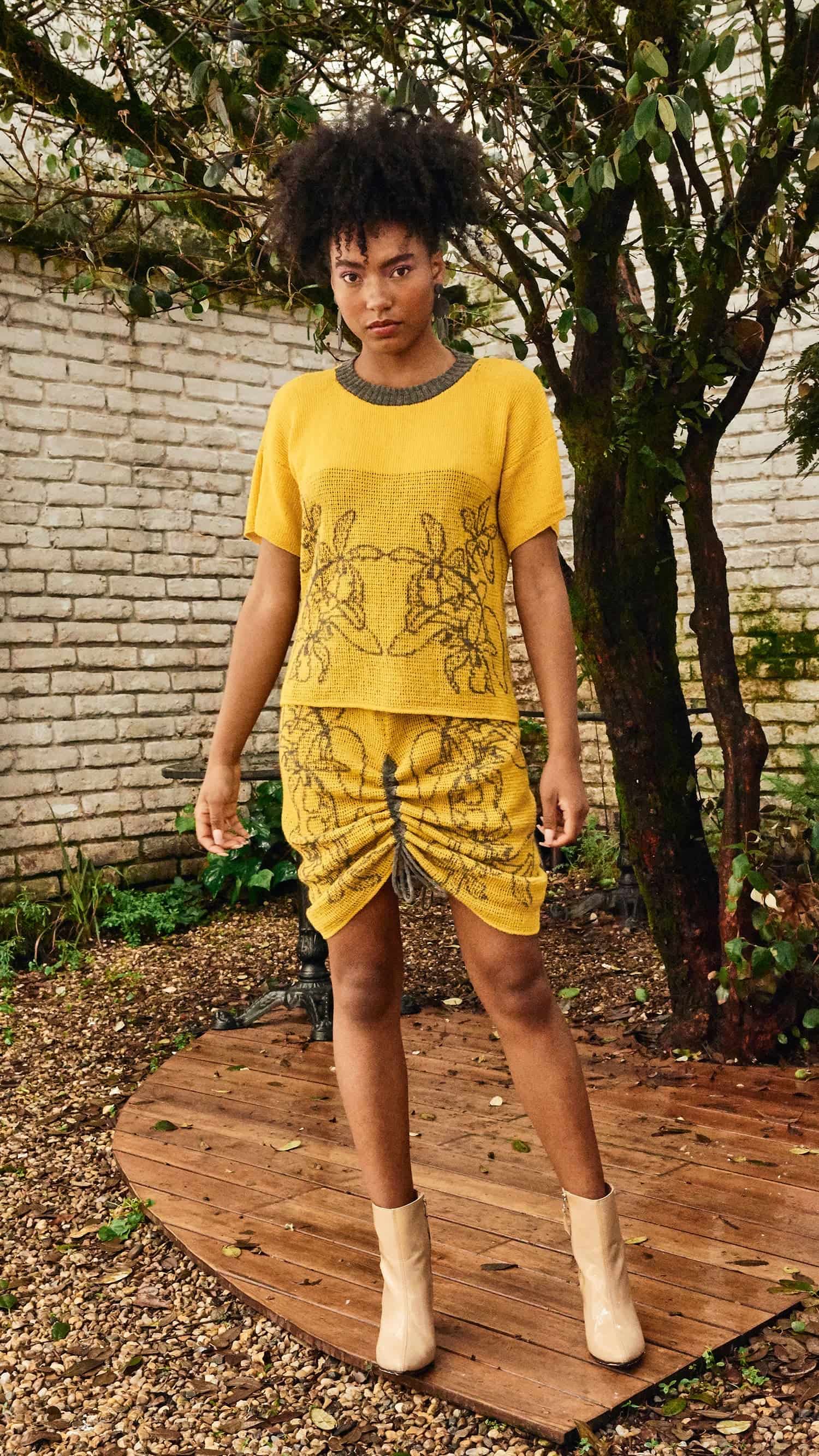 Falda Orquídea Alpaca - Amarillo y gris - miniatura 4