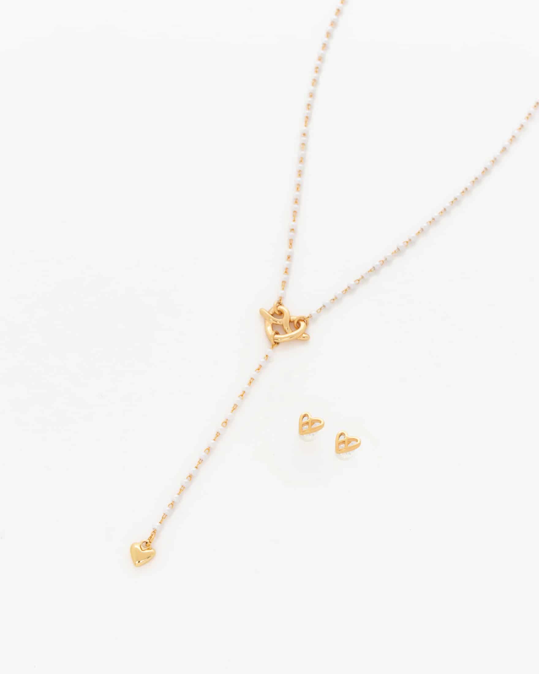 Collar Perlas Corazón + Aretes - miniatura 2