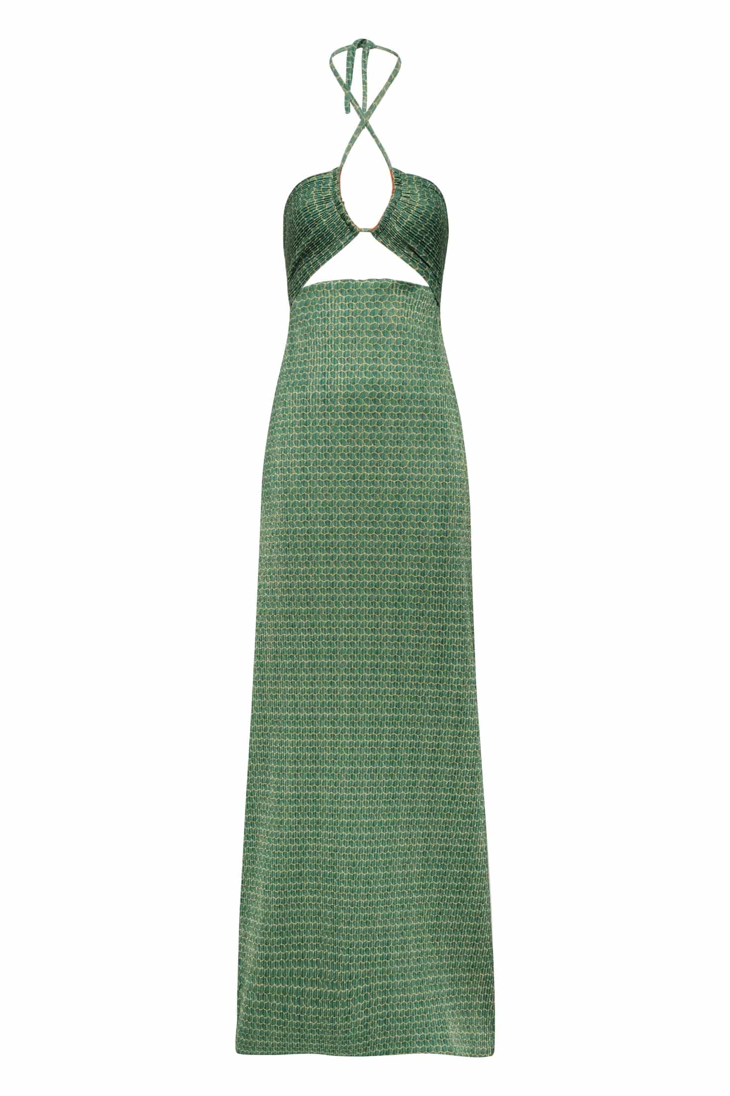 Josefina Shiny Jersey Maxi Dress / Emerald Mini Scales - miniatura 1