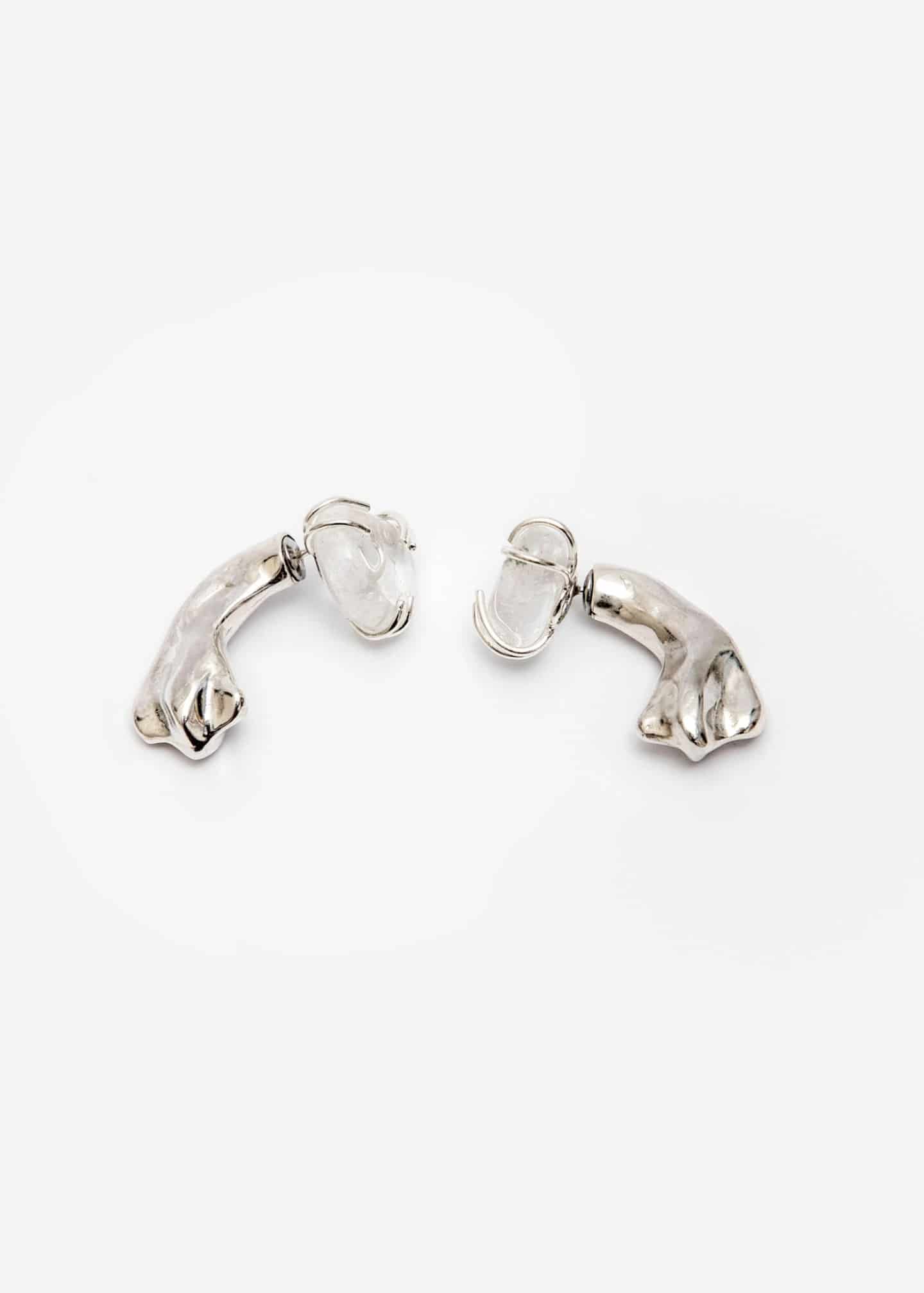 Aretes Cuarzo maxi Petal Curve Plata - miniatura 3