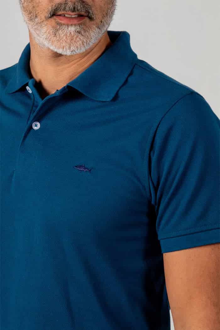 CAMISETA POLO AZUL PETROLEO - miniatura 3