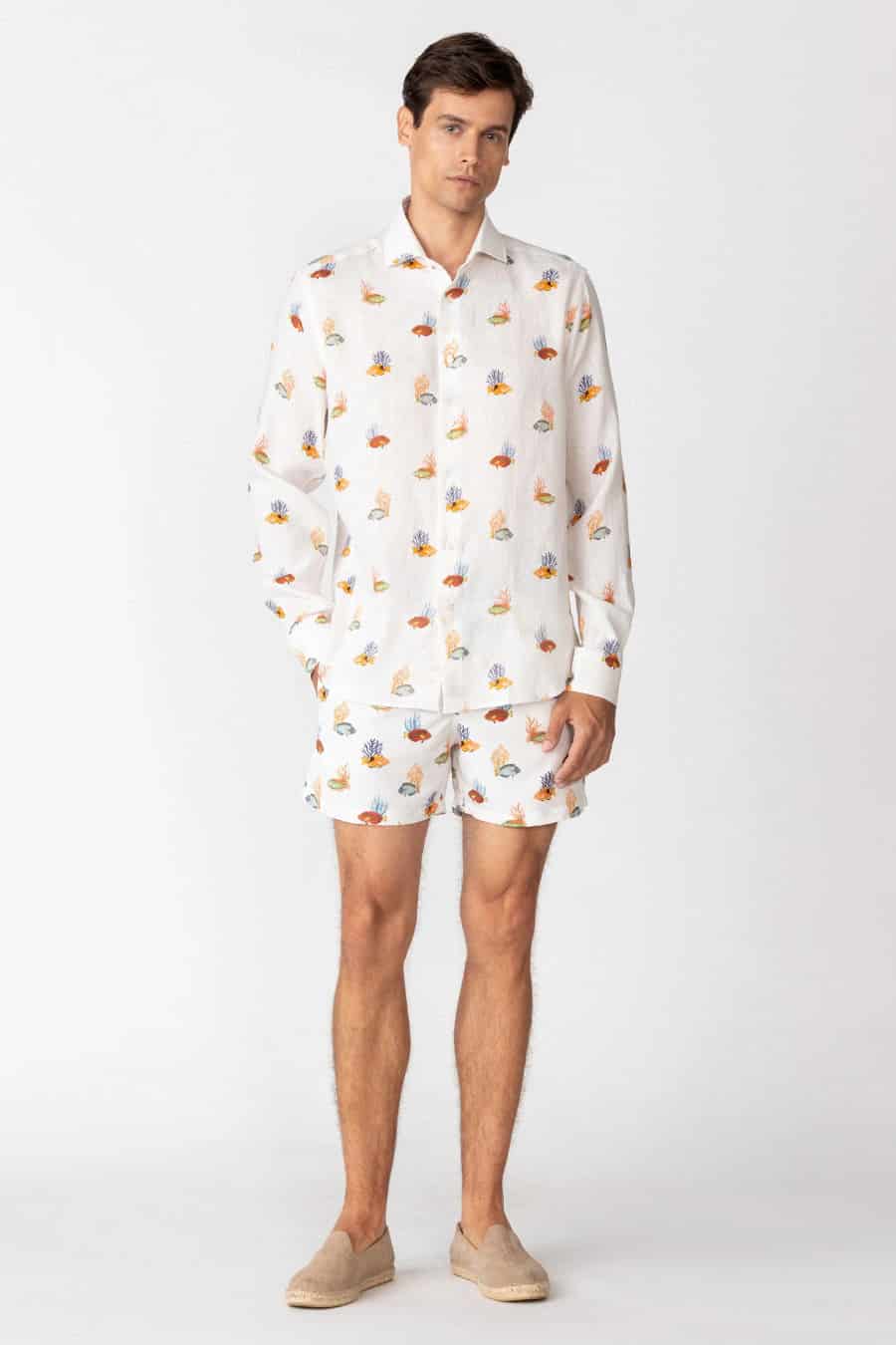 Men's linen shirt white grampus - miniatura 2